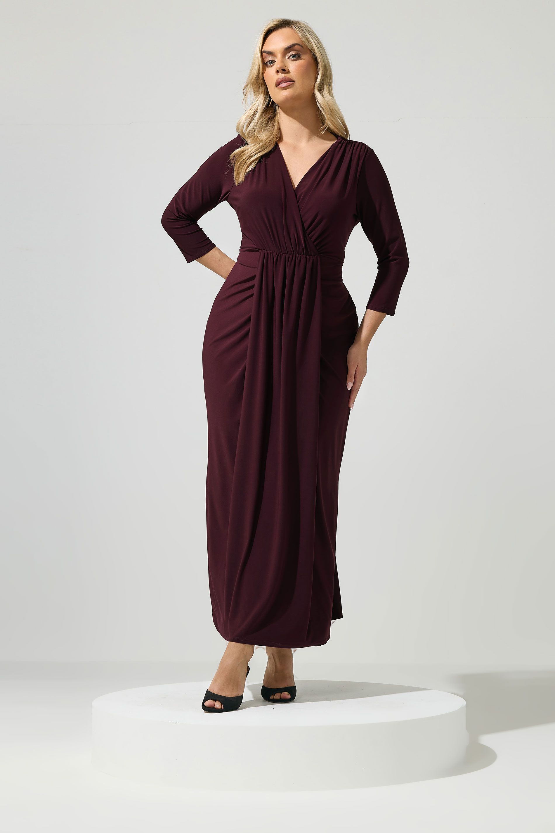YOURS LONDON Plus Size Purple Maxi Drape Dress | Yours Clothing 3