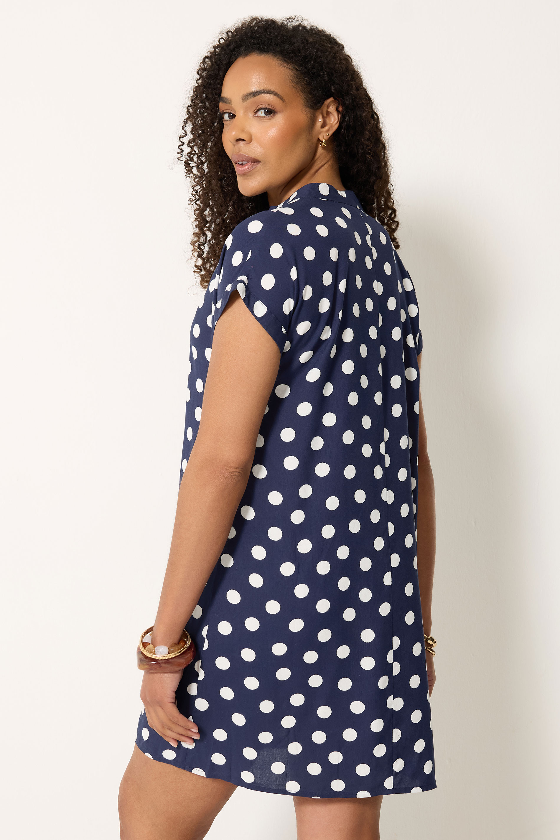 M&Co Navy Blue Polka Dot Beach Dress | M&Co 2