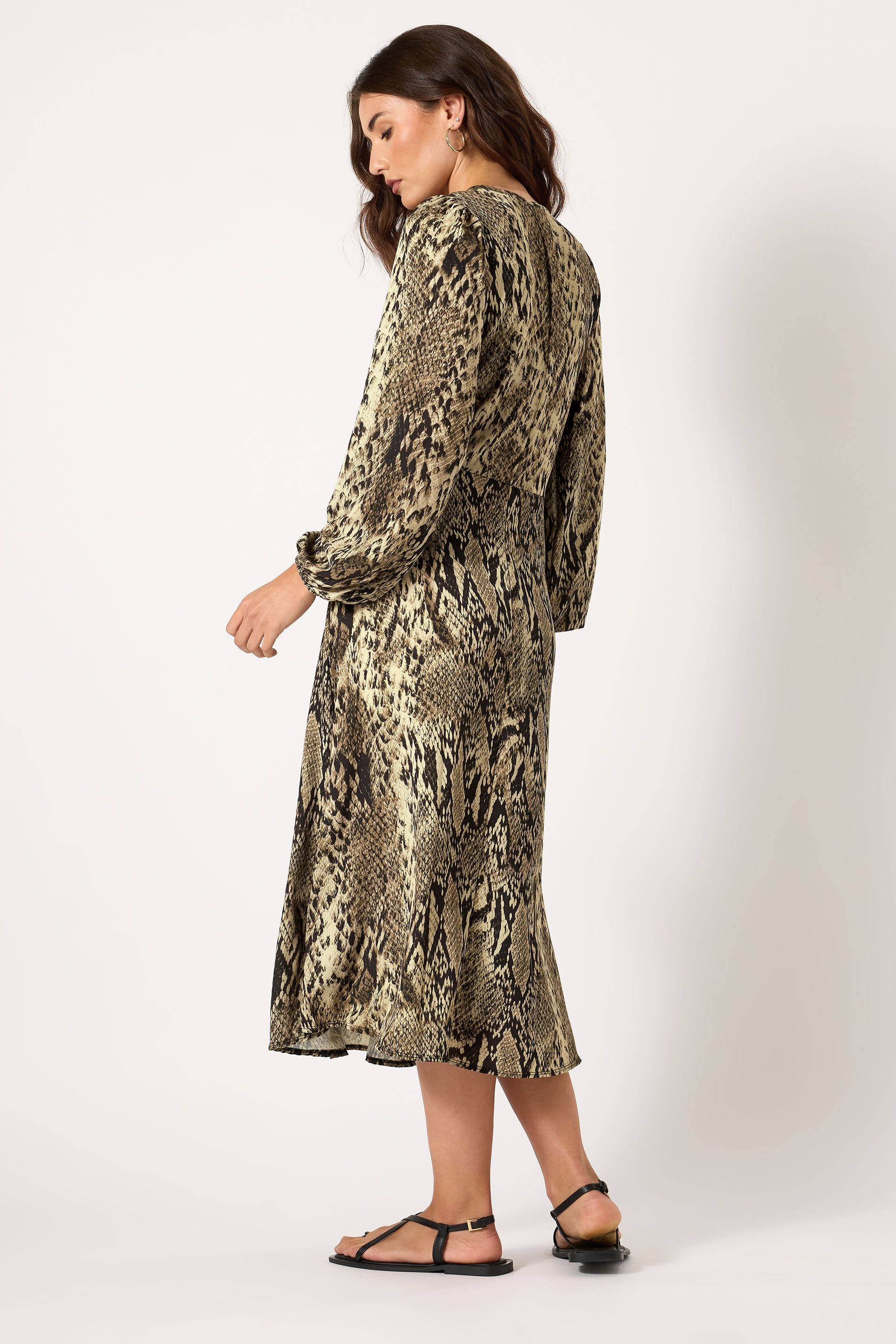 LTS Tall Beige Brown Snake Print Wrap Midi Dress | Long Tall Sally 2