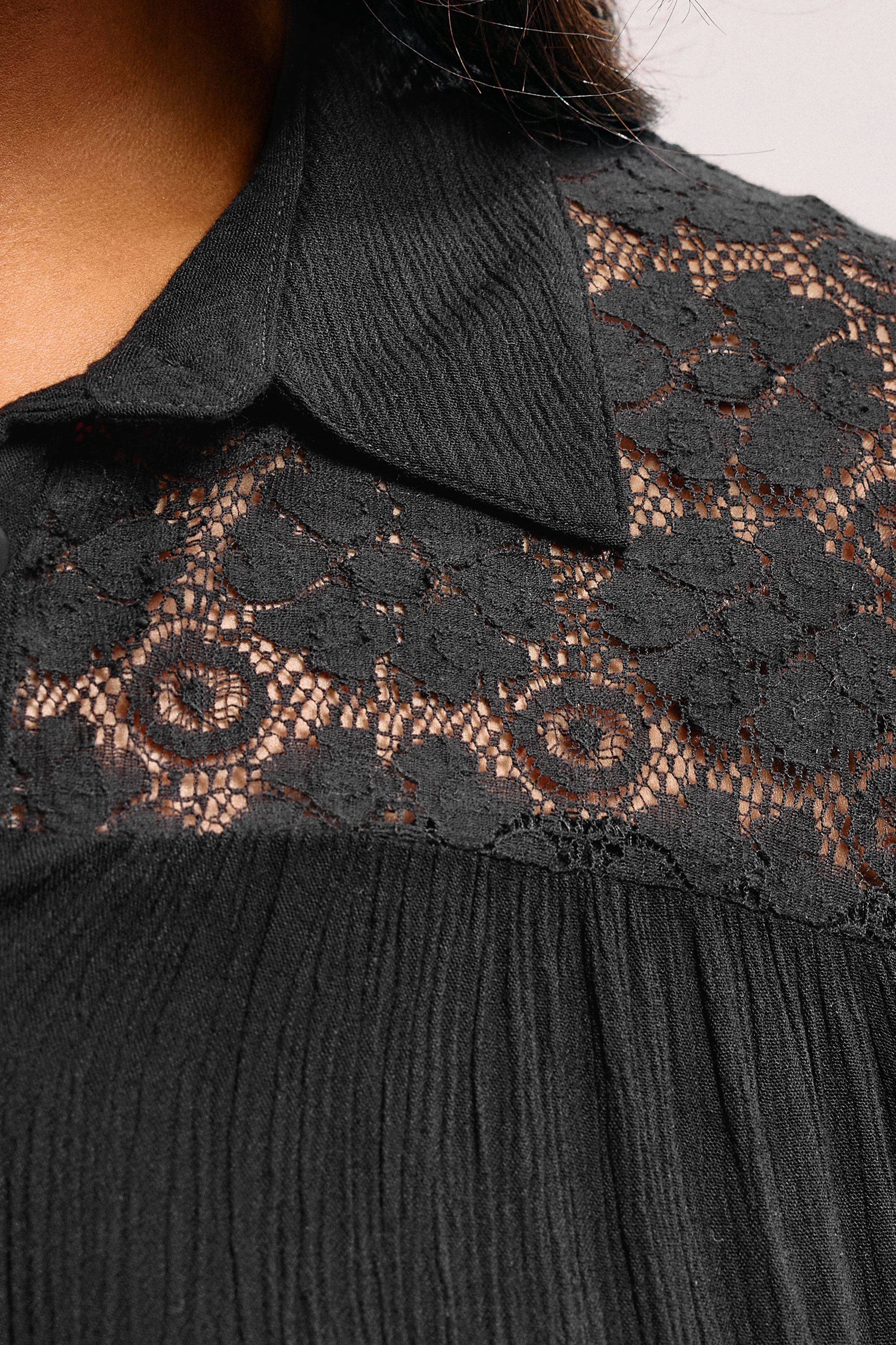 YOURS Plus Size Black Tiered Lace Shirt | Yours Clothing  4