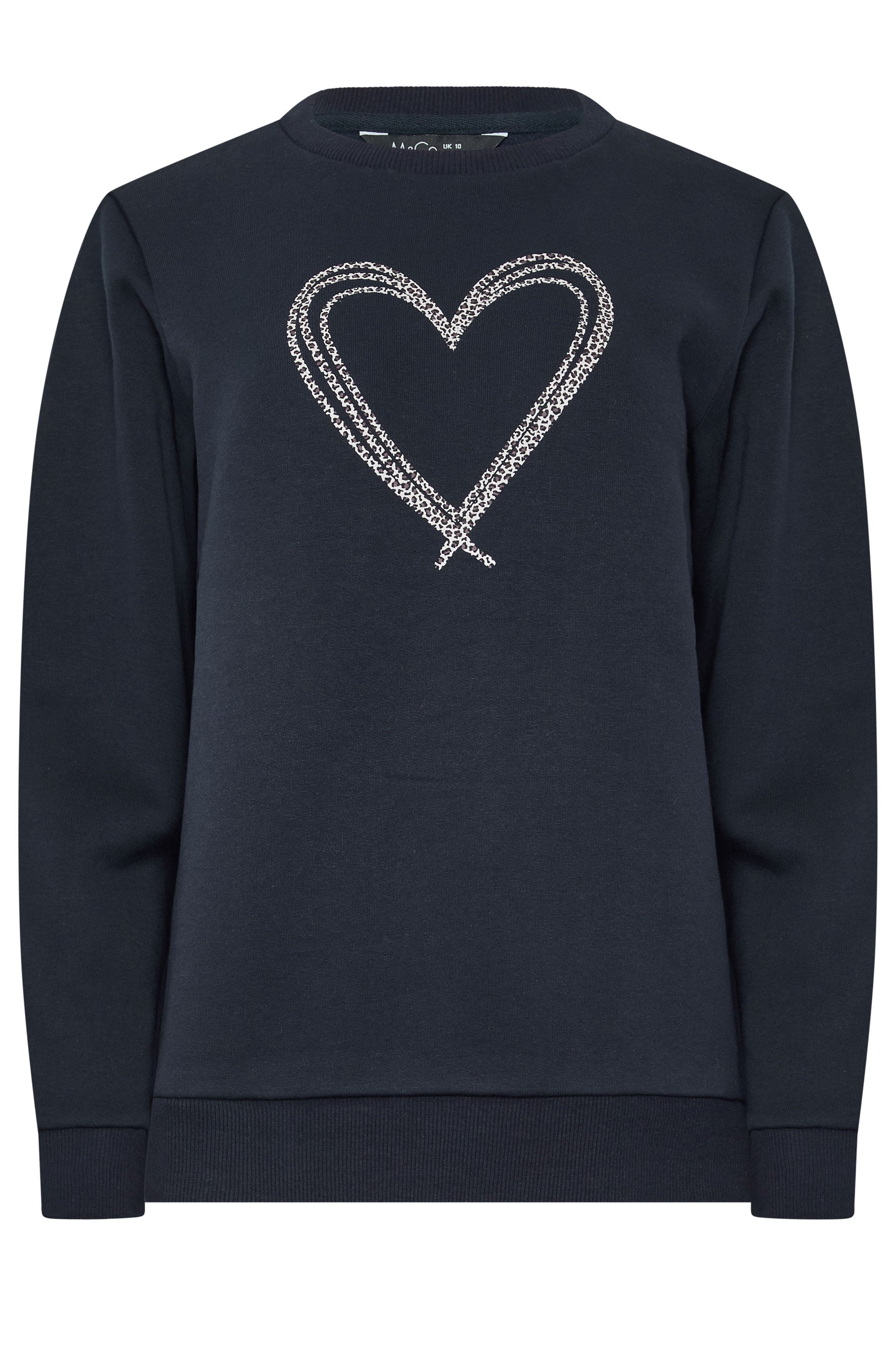 M&Co Navy Blue Animal Print Heart Sweatshirt | M&Co 5