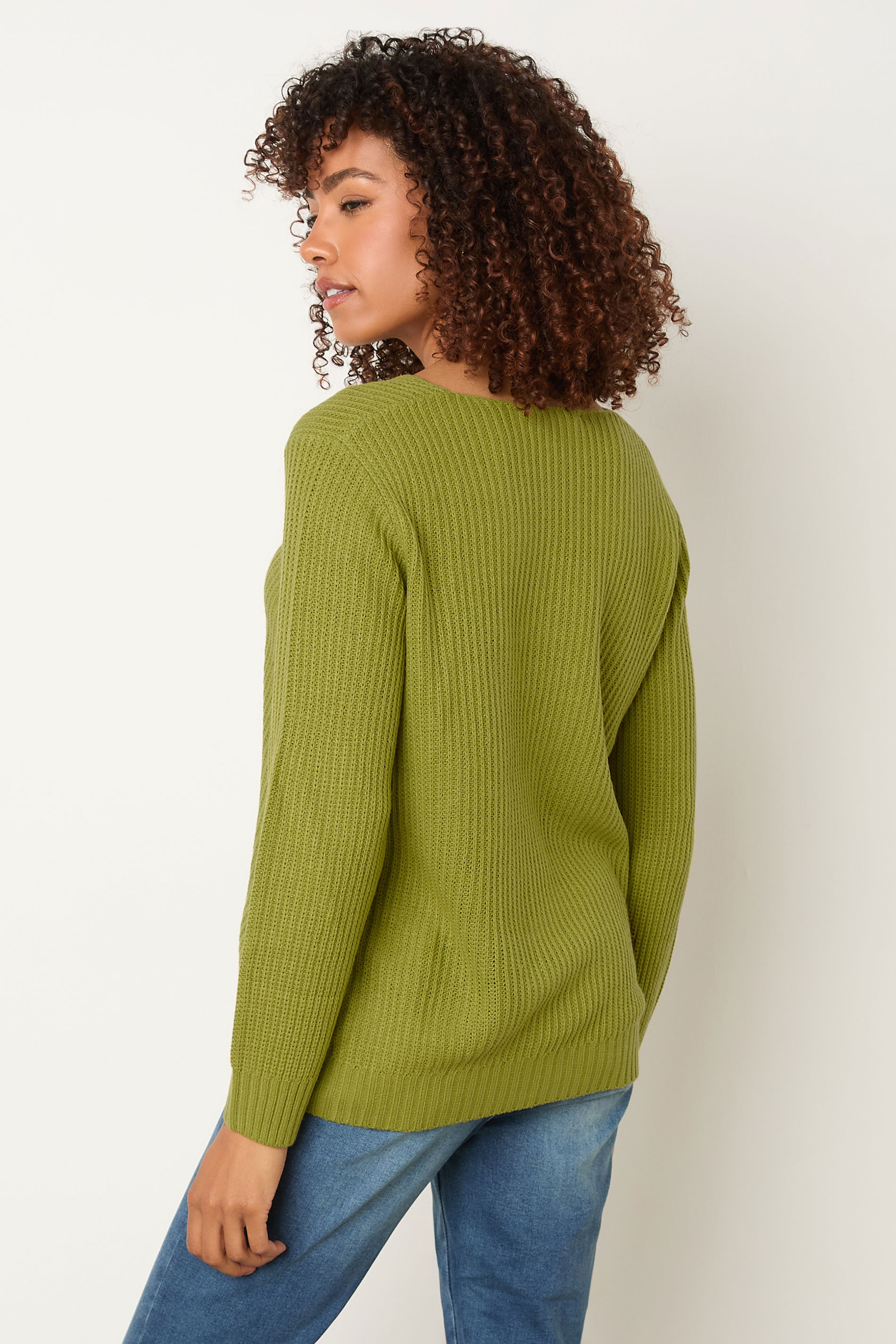 M&Co Fern Green V-Neck Long Sleeve Knitted Jumper | M&Co 4