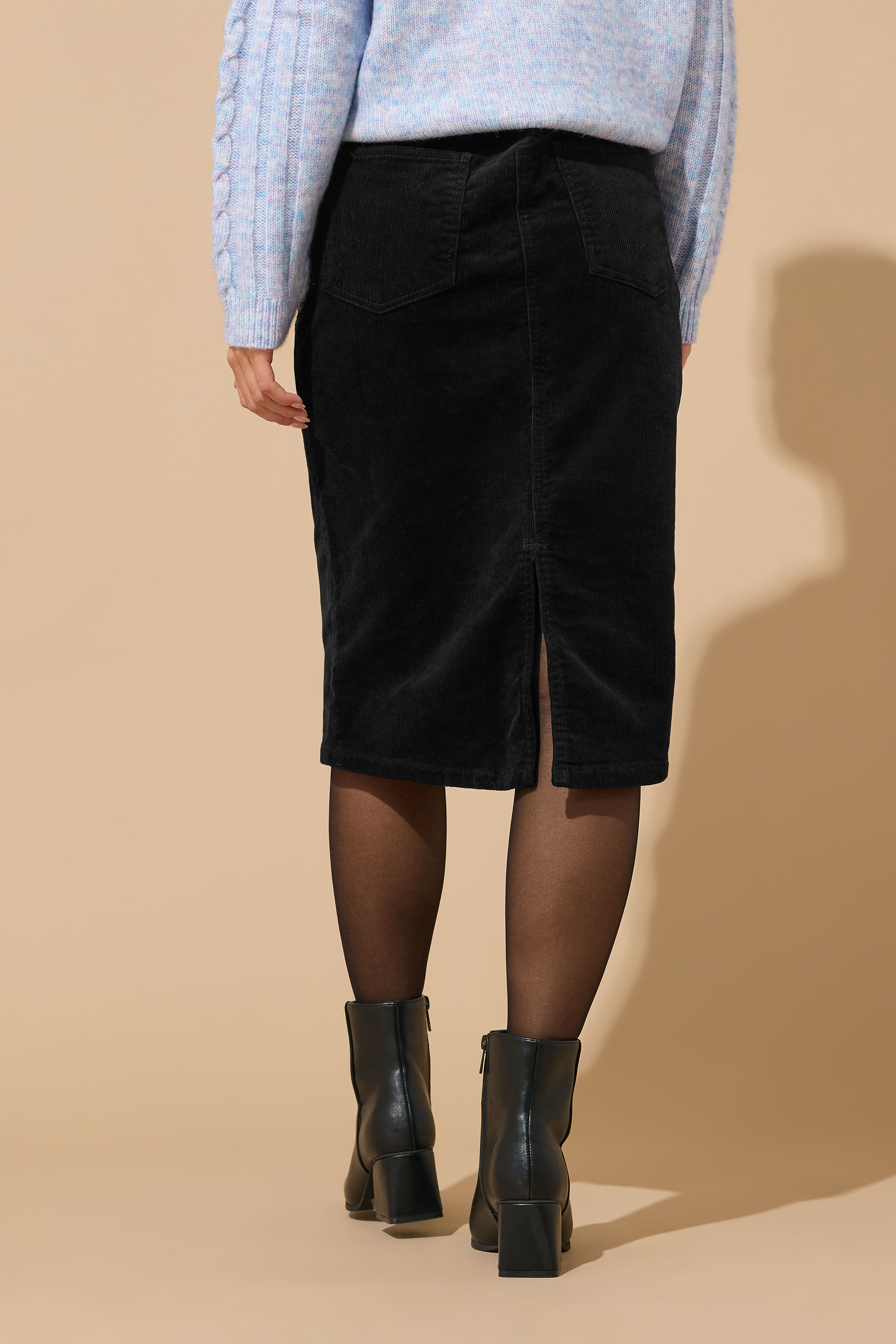 M&Co Petite Black Cord Midi Skirt | M&Co 2