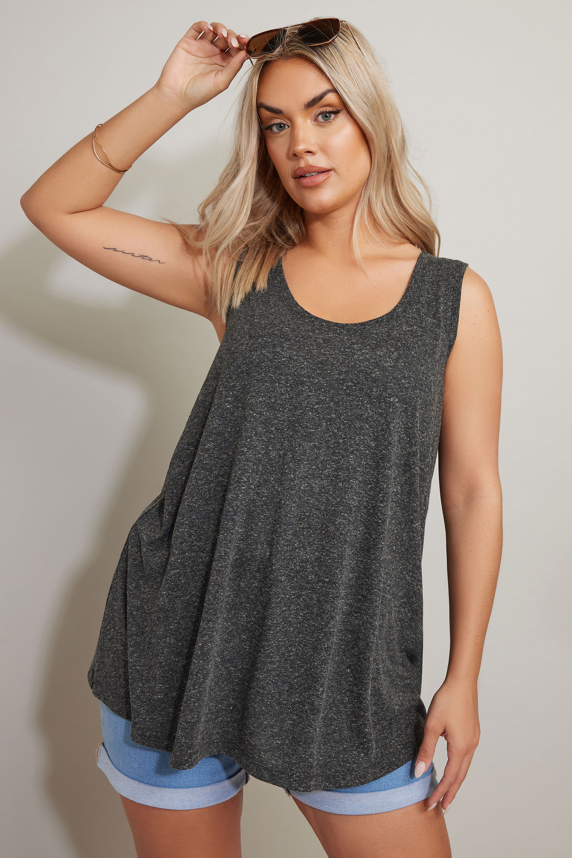 YOURS Plus Size Black Linen Vest Top | Yours Clothing 1