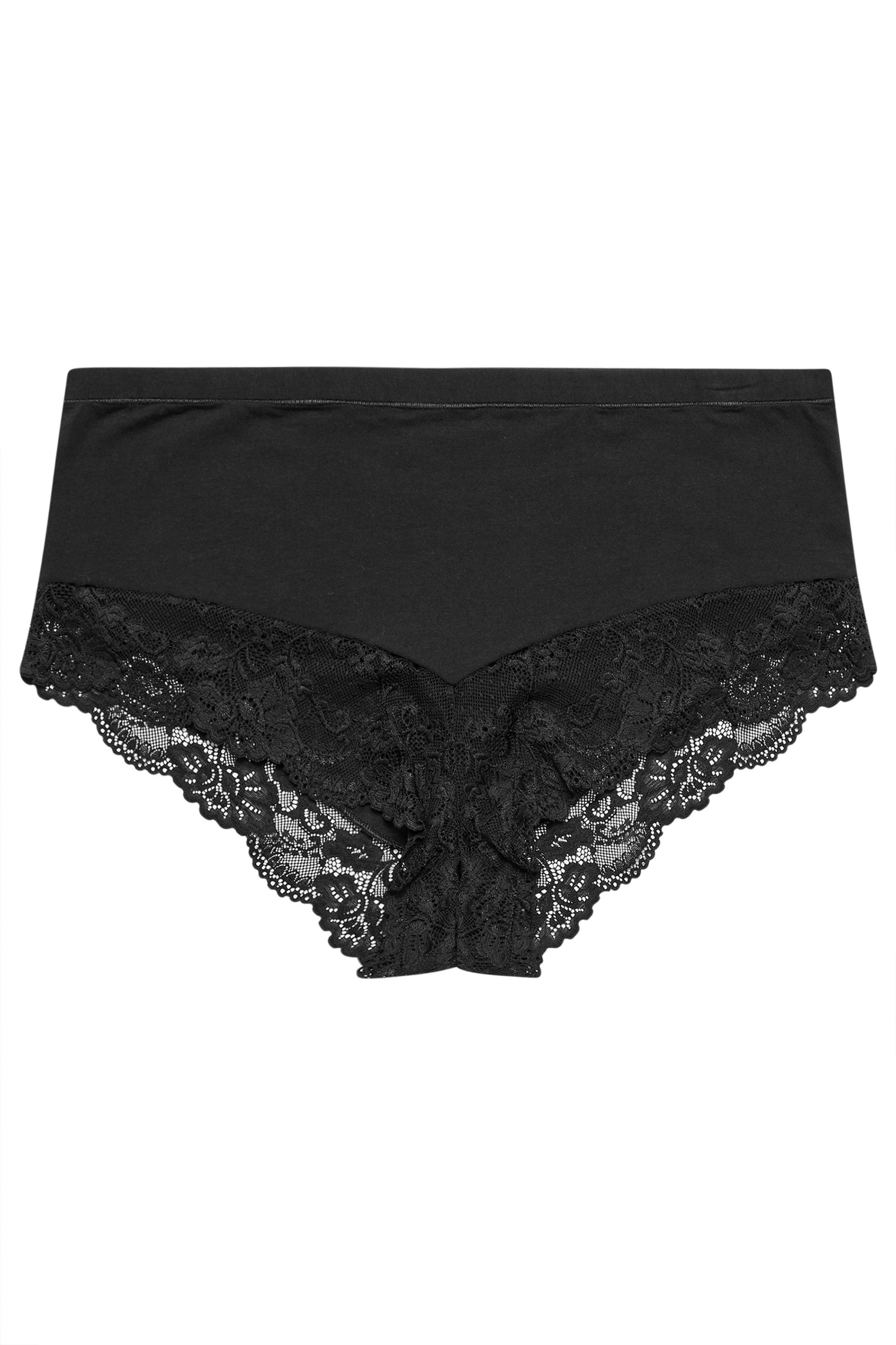 YOURS Plus Size Black Hi Shine Lace Full Brief | Yours Clothing 5