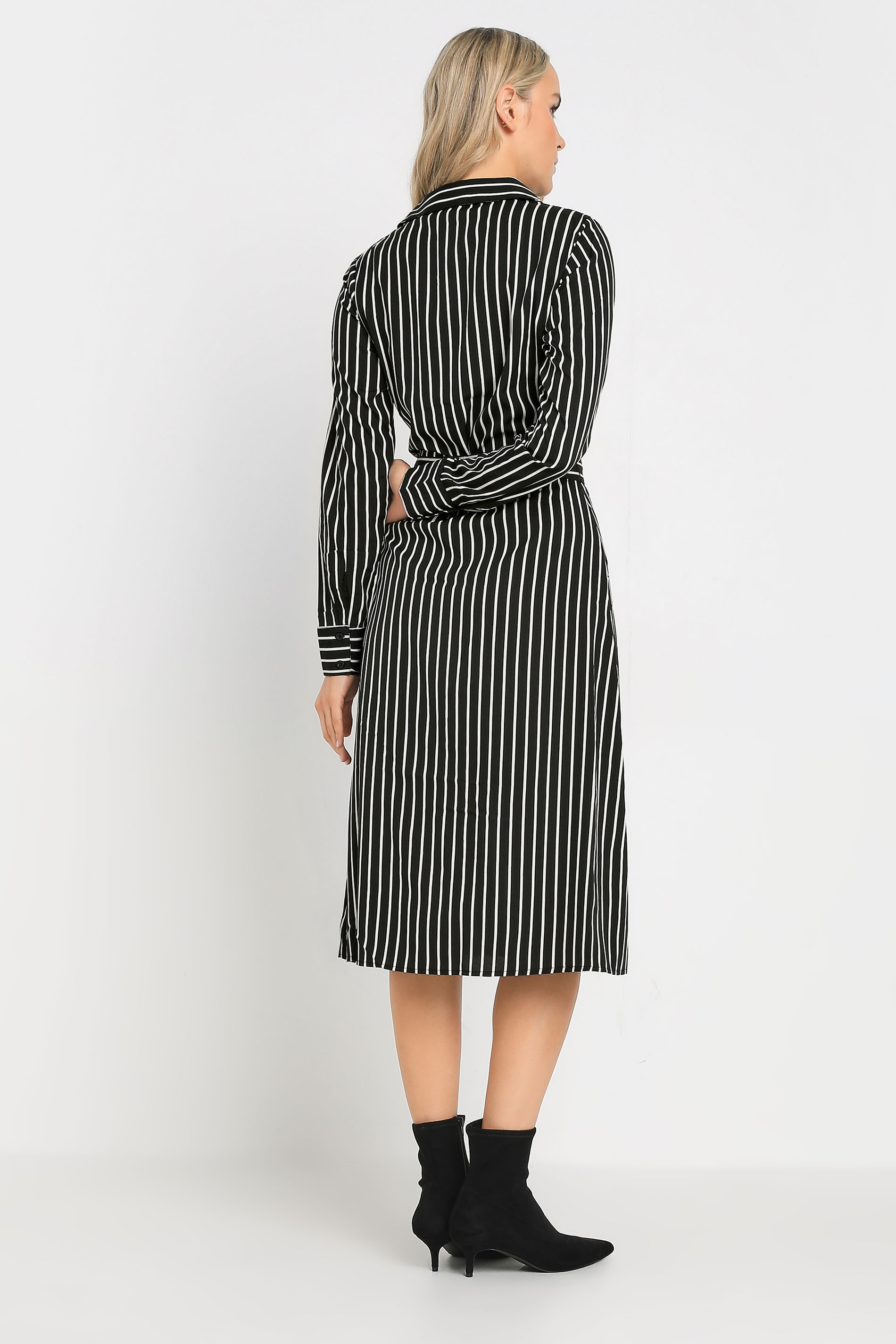 LTS Tall Black Striped Long Sleeve Shirt Dress | Long Tall Sally 2