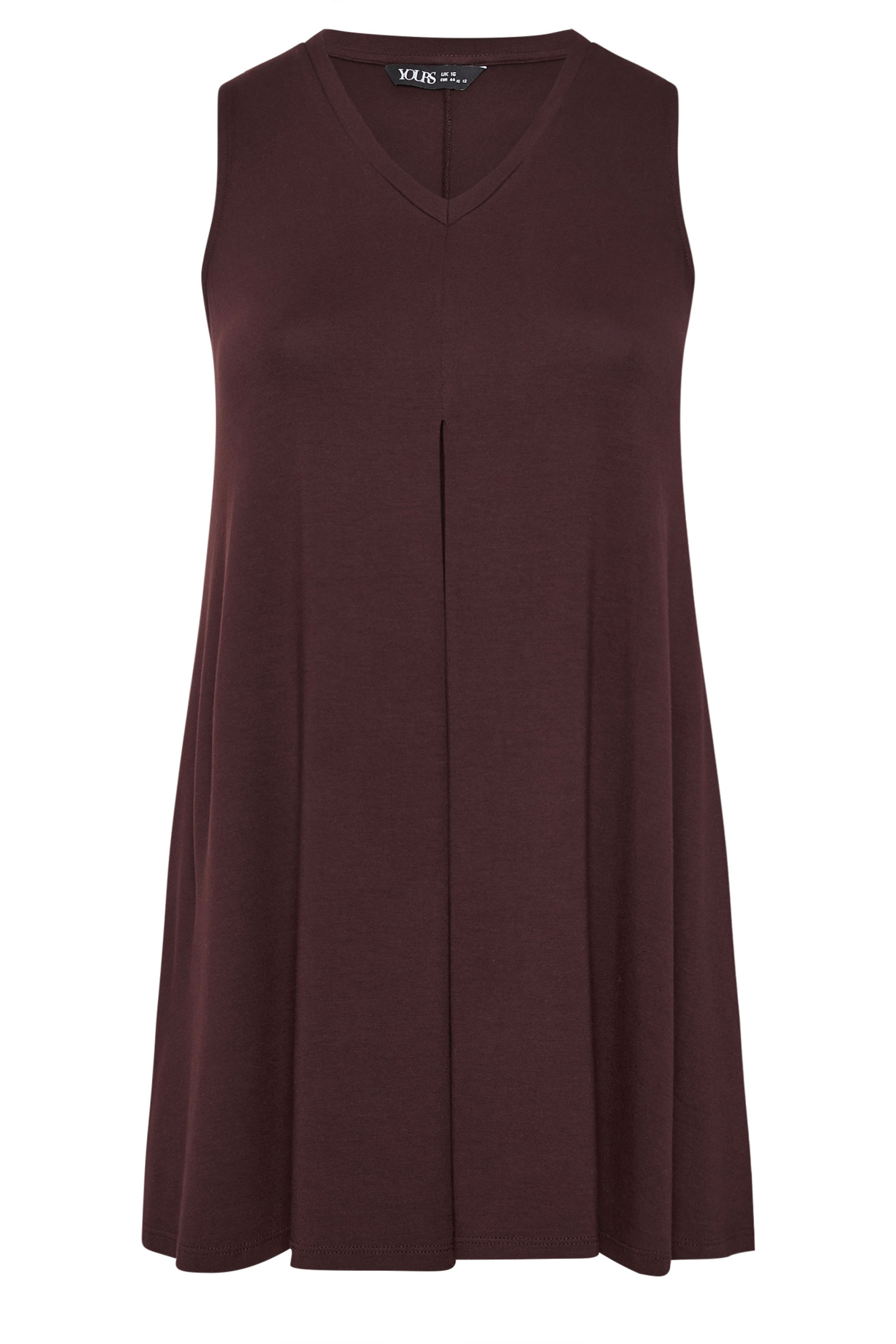 YOURS Plus Size Chocolate Brown Pleat Front Vest Top | Yours Clothing 5