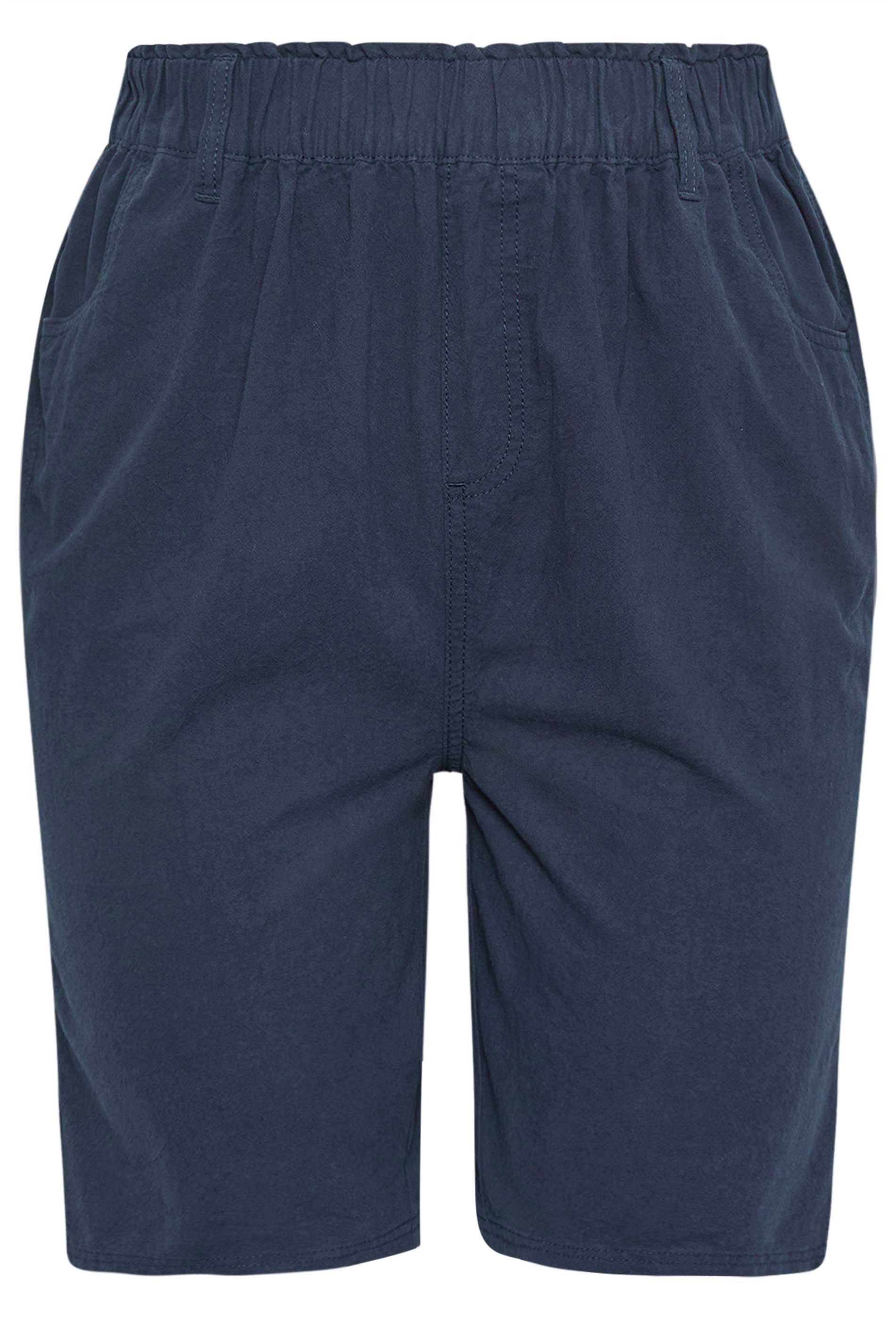 YOURSET 2 PACK Plus Size Black & Navy Blue Cool Cotton Shorts | Yours Clothing 9