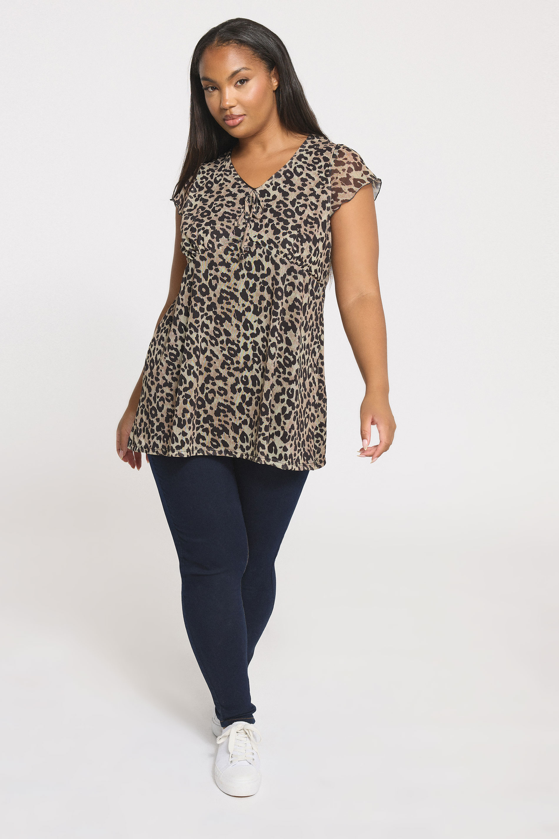 YOURS Plus Size Black Leopard Print Mesh Top | Yours Clothing 1