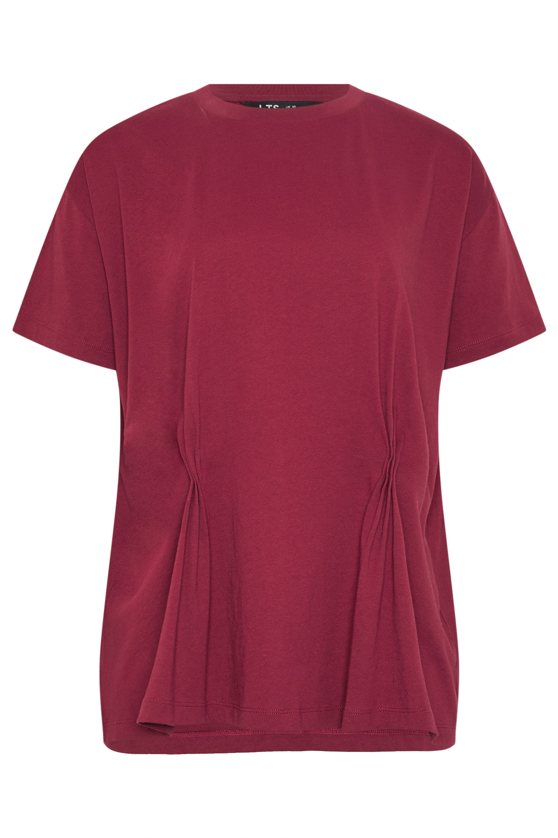 LTS Tall Women's Burgundy Red Pleat Front Cotton T-Shirt | Long Tall Sally 6