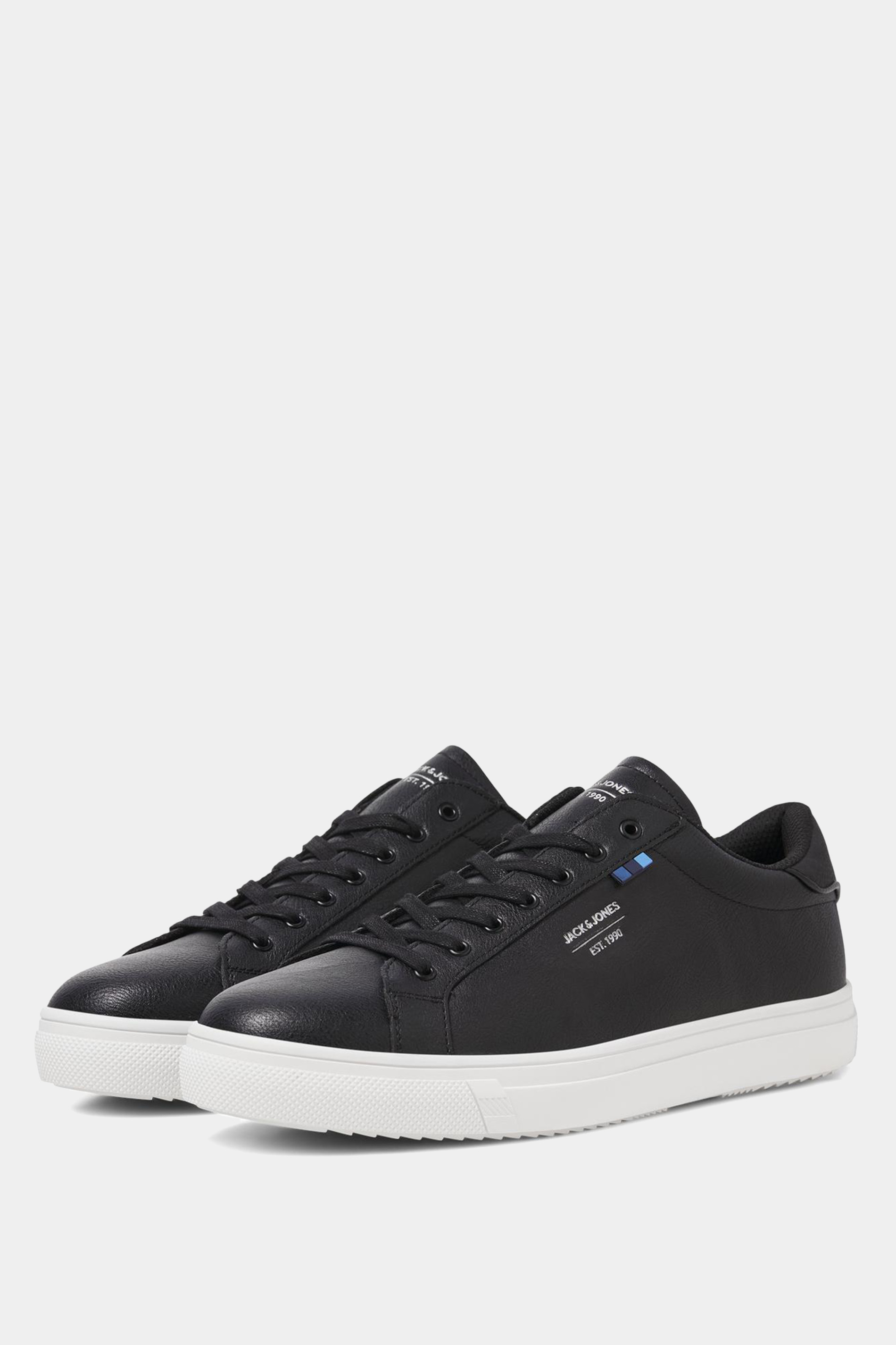 JACK & JONES Big & Tall Dark Grey PU Lace Up Trainers | BadRhino 1