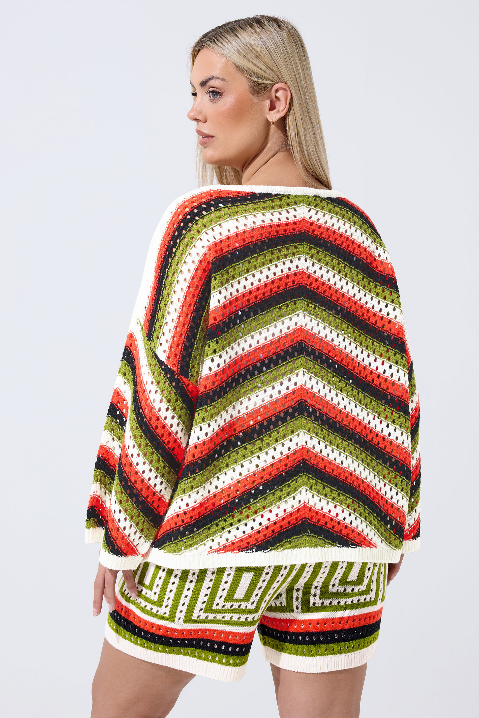 LIMITED COLLECTION Plus Size Ivory White & Green Crochet Top | Yours Clothing 3