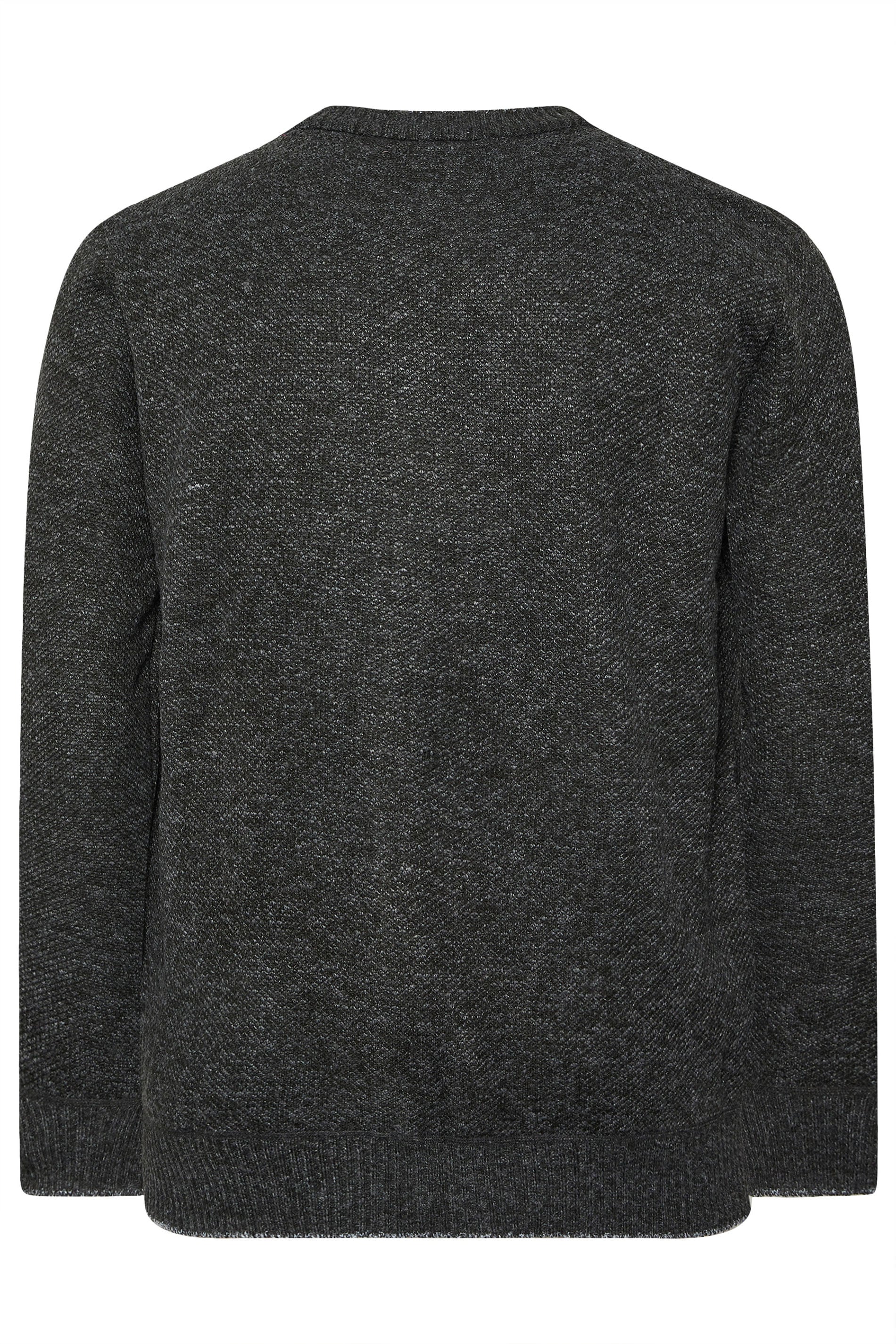 D555 Big & Tall Charcoal Grey Marl Knitted Cardigan | BadRhino 7