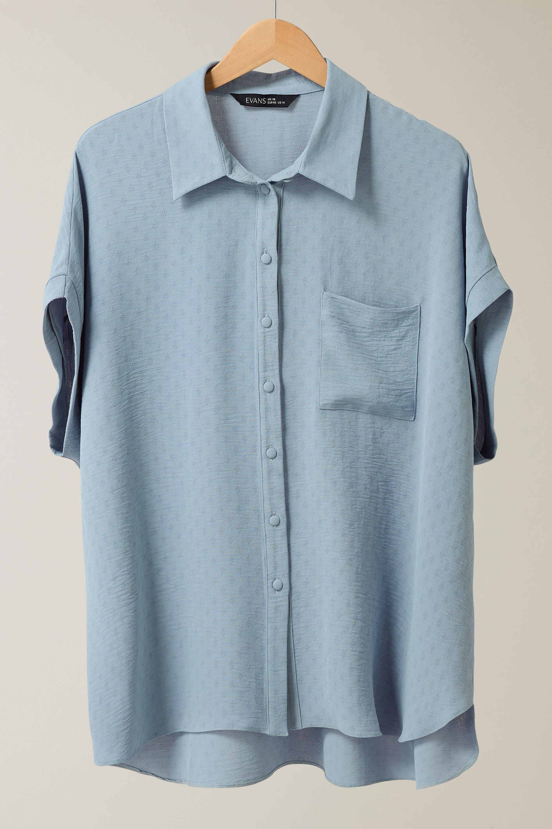 EVANS Plus Size Light Blue Grown-On Sleeve Blouse | Evans 5