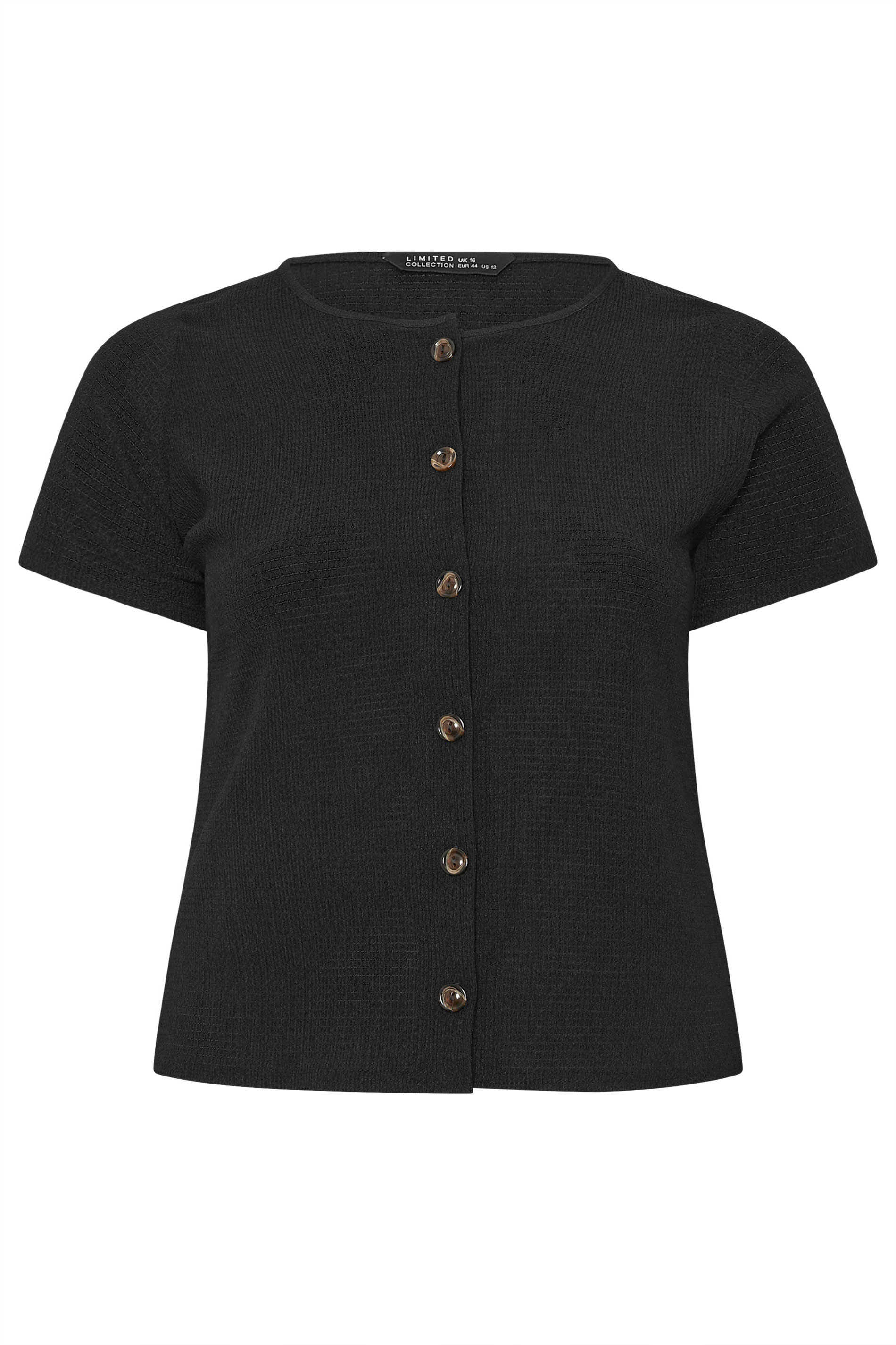 LIMITED COLLECTION Plus Size Black Crinkle Short Sleeve Top | Yours Clothing 6