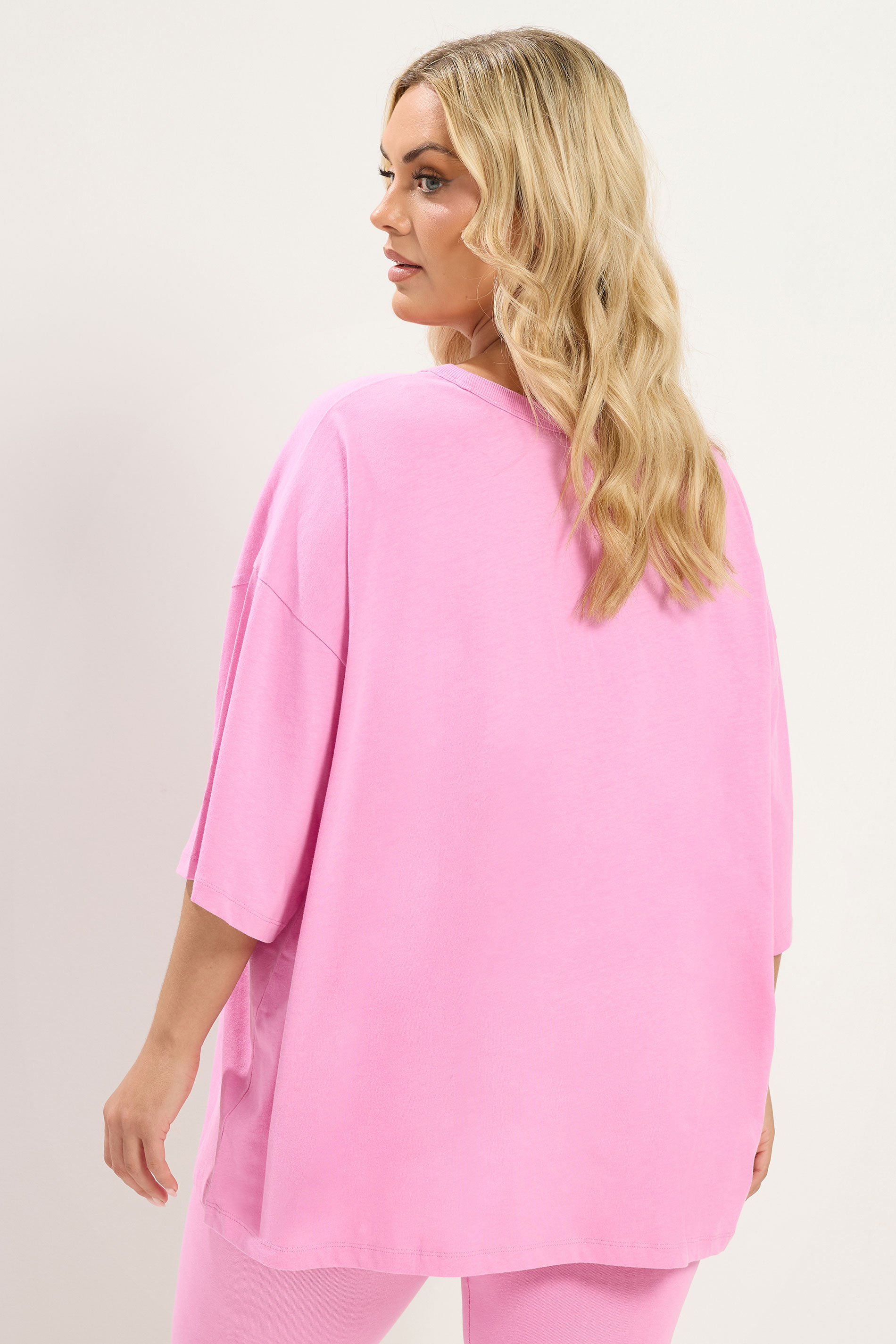YOURS Plus Size Pink Oversized Boxy T-Shirt | Yours Clothing 4
