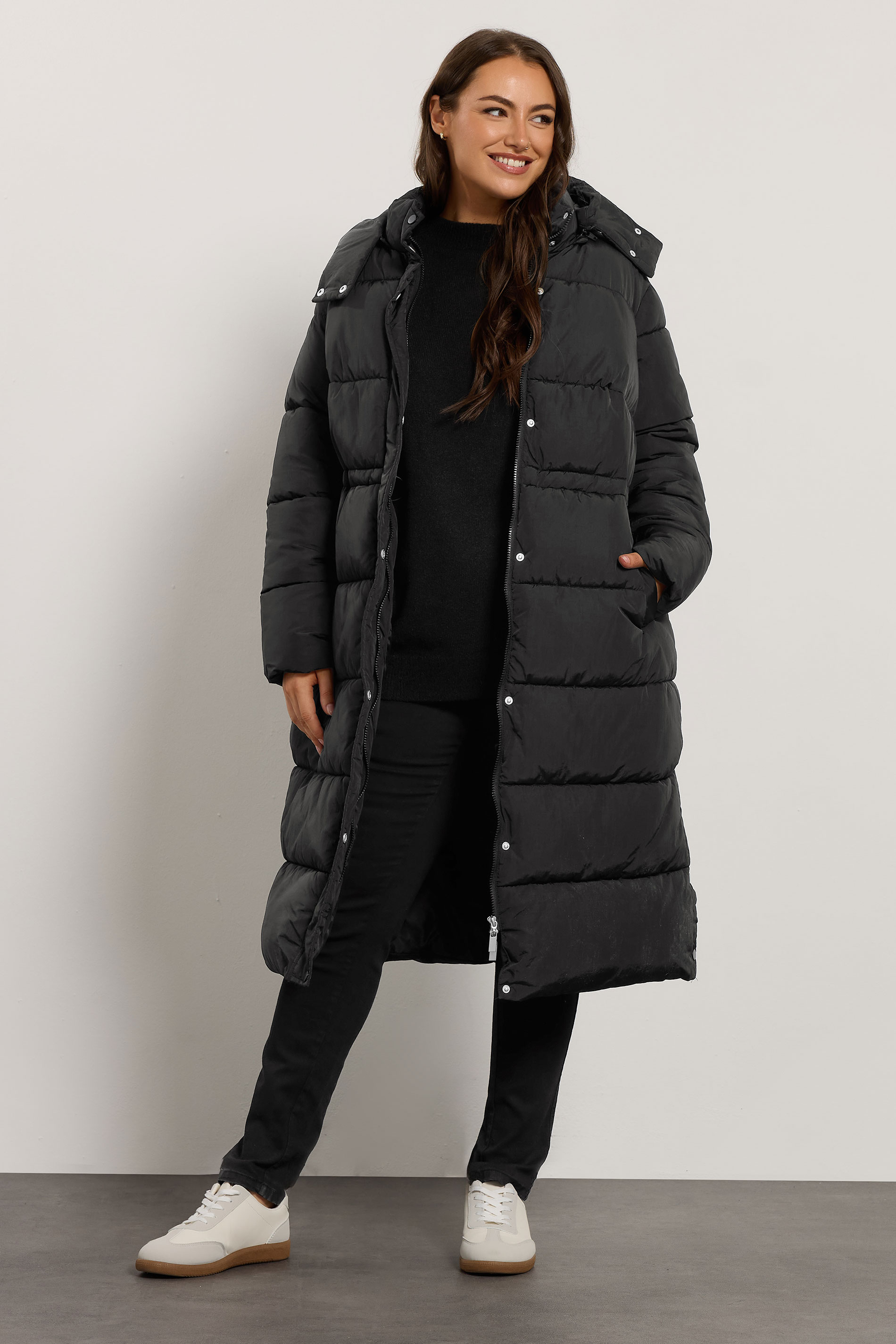 EVANS Curve Black Maxi Puffer Coat | Evans 2