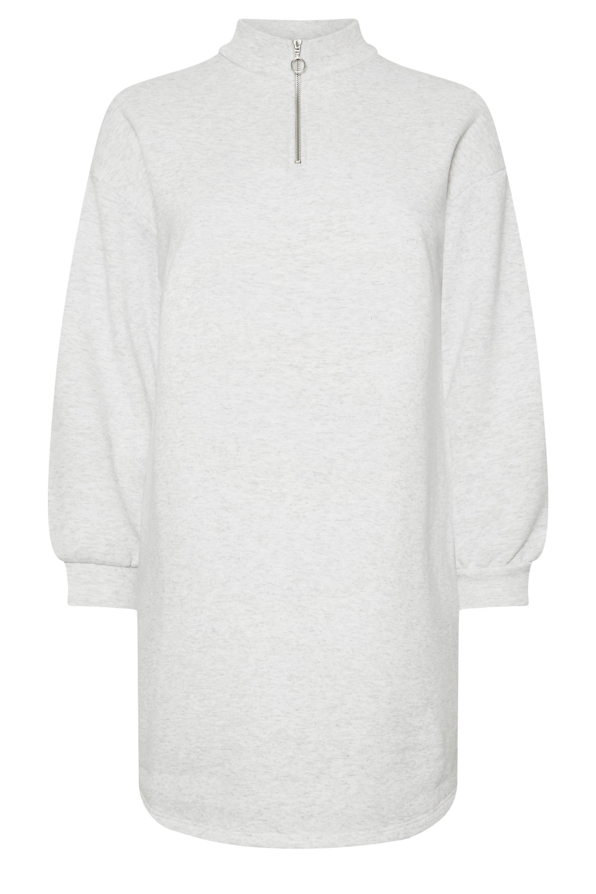 YOURS Plus Size Grey Zip Neck Jumper Dress | Yours Clothing 5