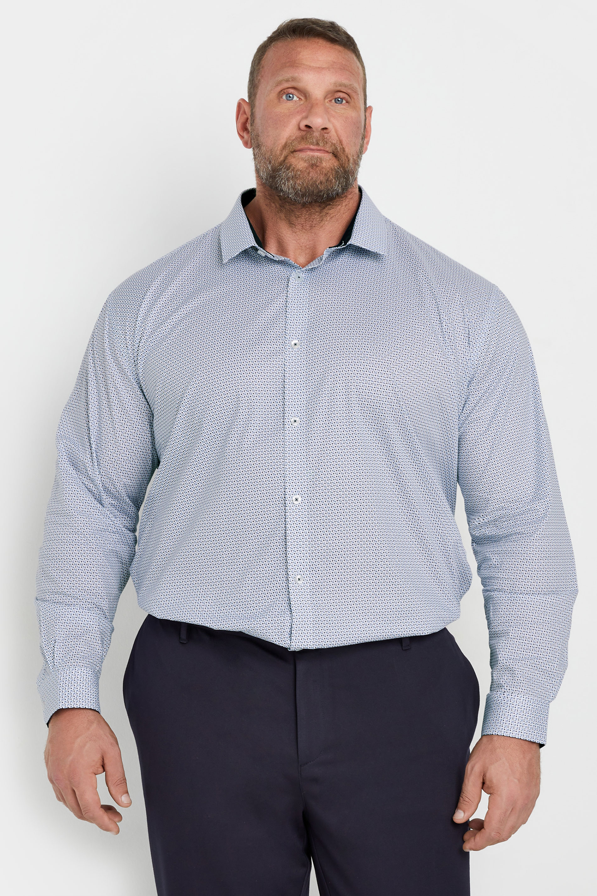 BadRhino Tailoring Big & Tall Blue Abstract Print Formal Shirt | BadRhino 4