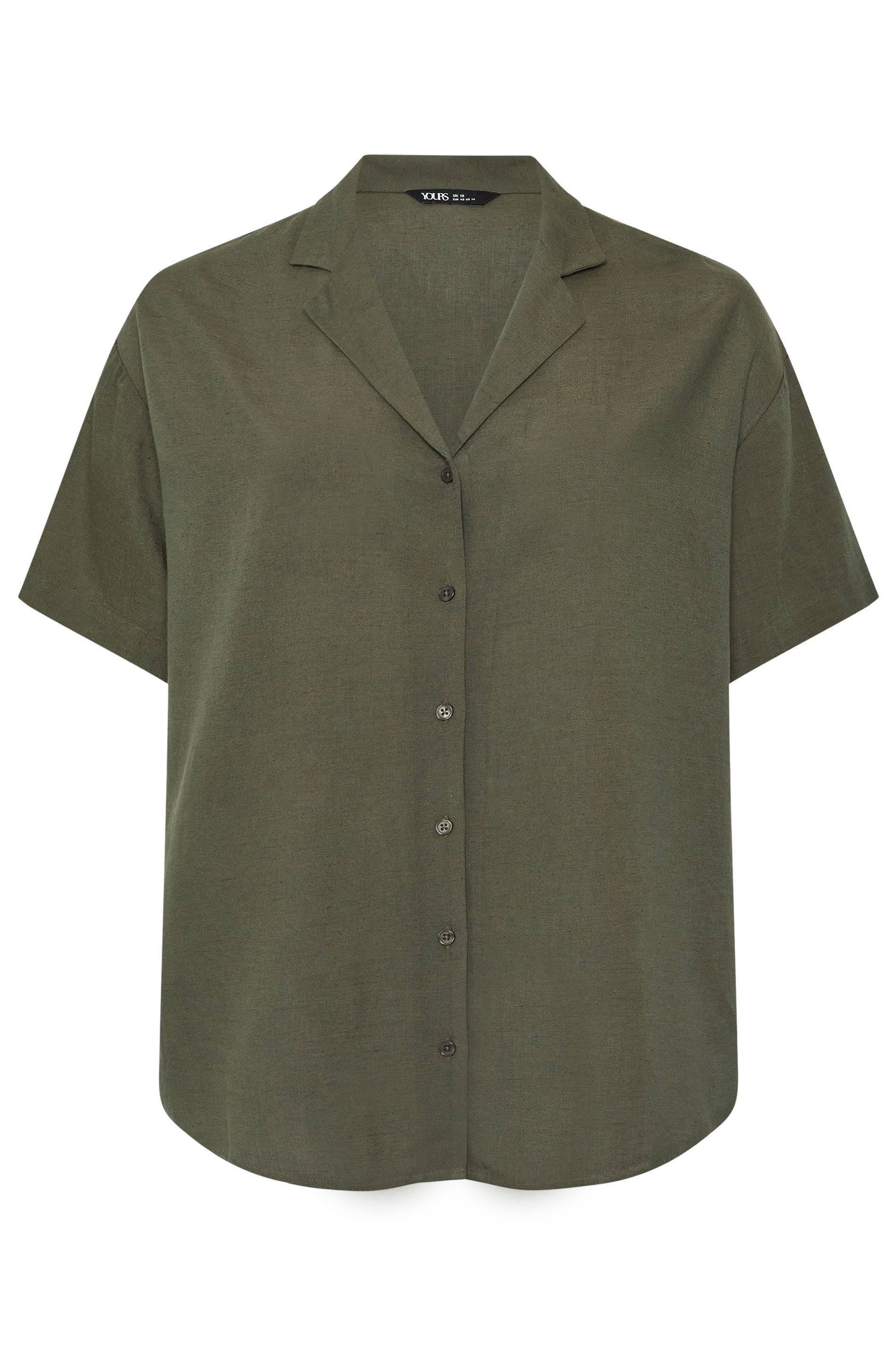 YOURS Plus Size Khaki Green Linen Shirt | Yours Clothing 5