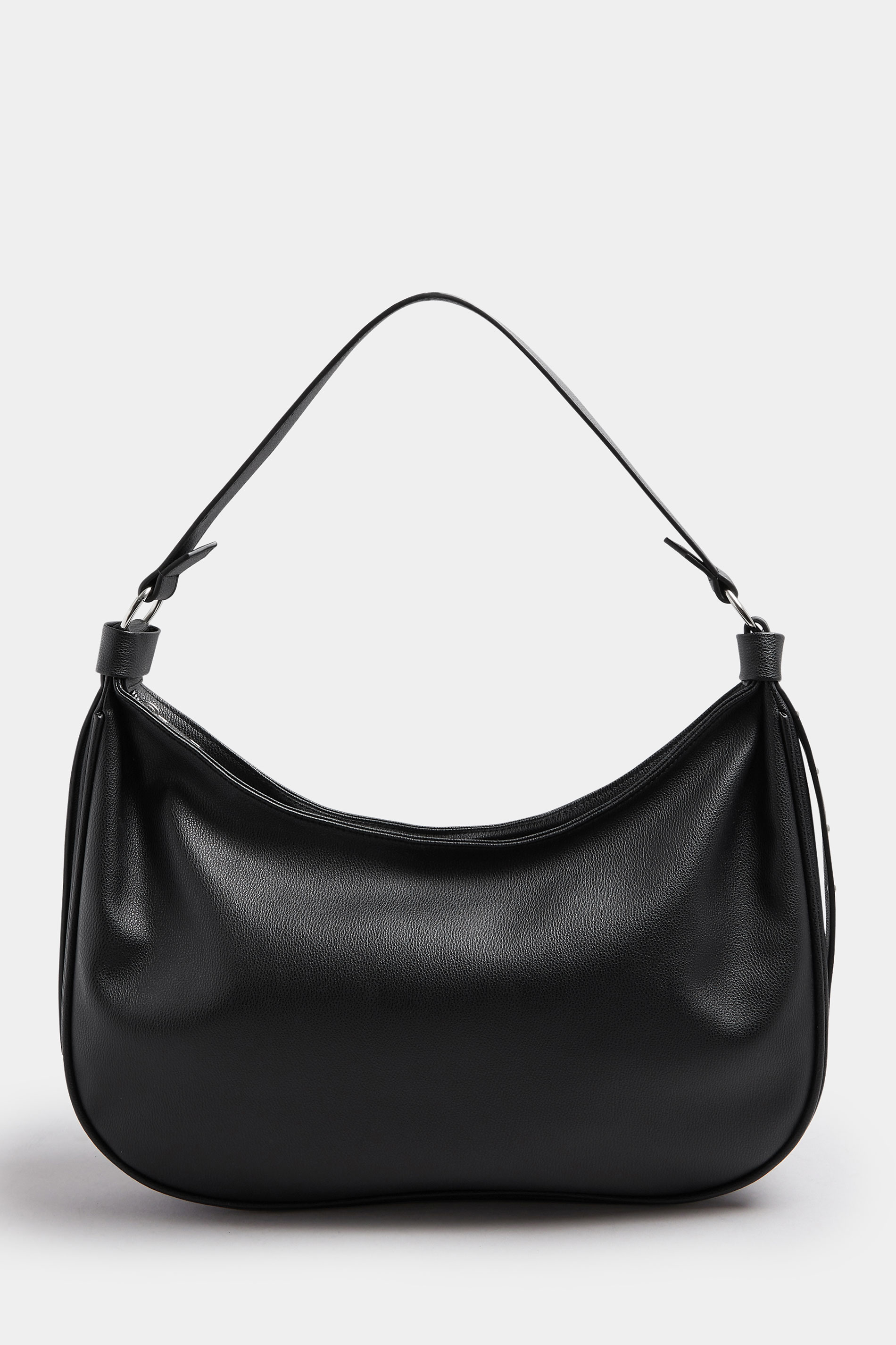 Black Faux Leather Slouched Studded Shoulder Bag | Yours Clothing 3