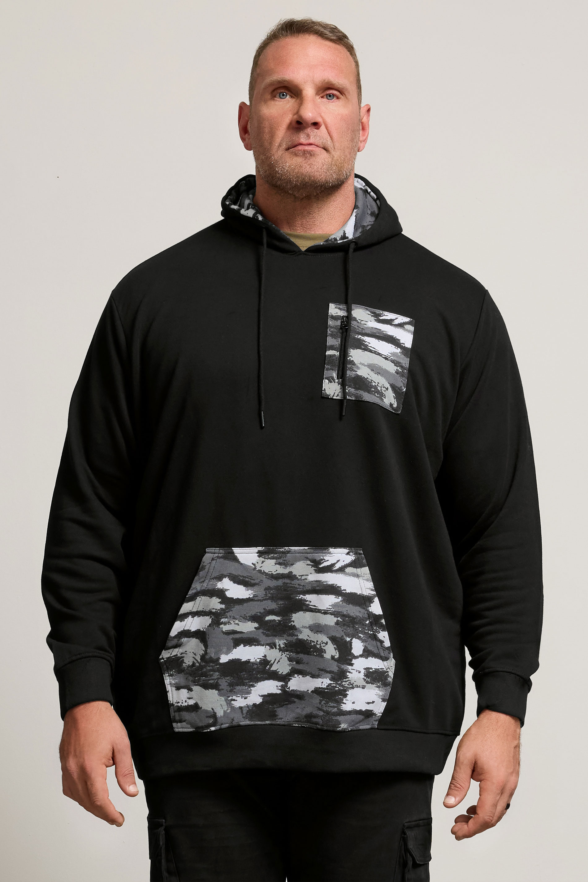 BadRhino Big & Tall Black Camo Print Utility Hoodie | BadRhino 3