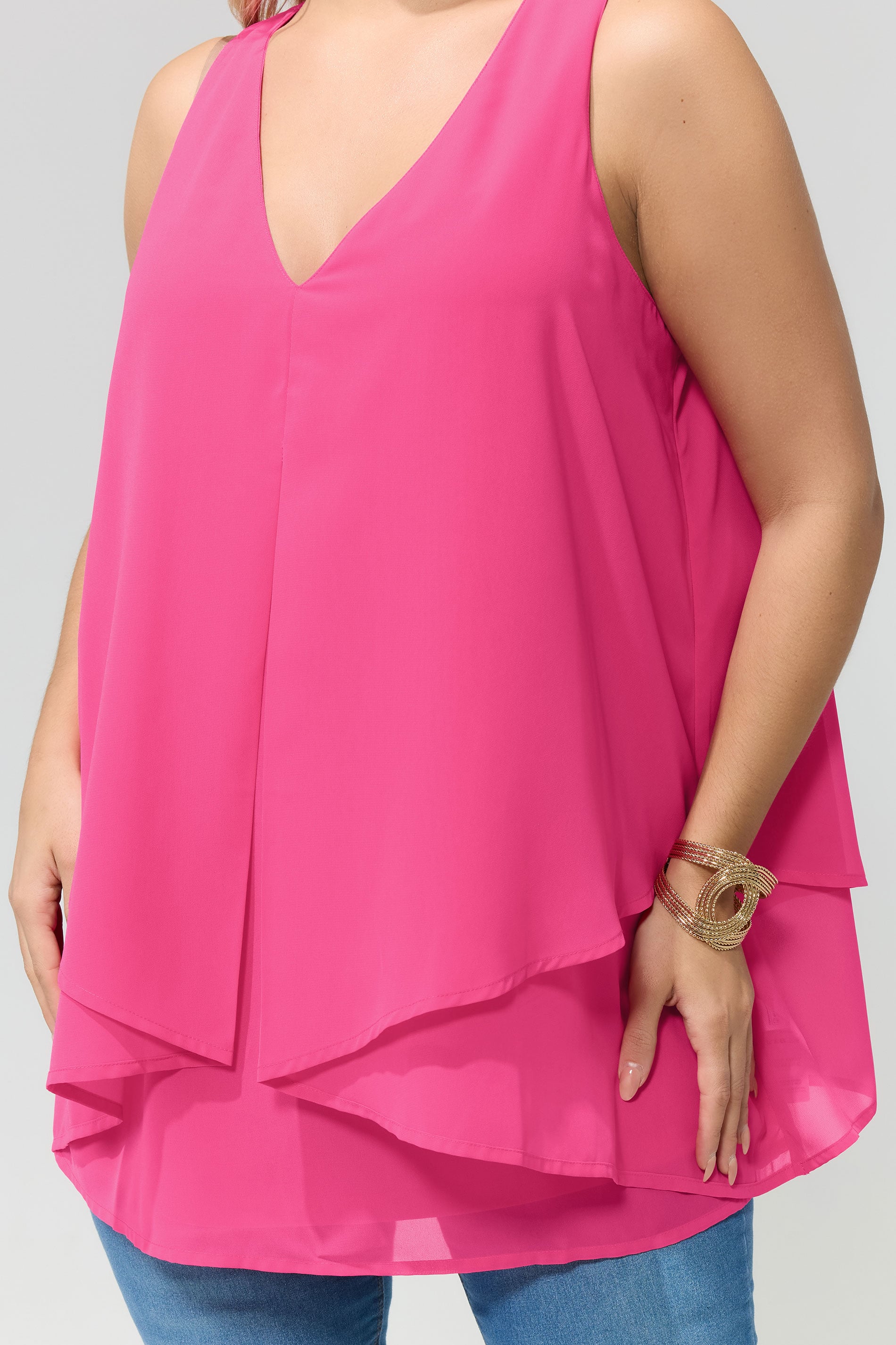 YOURS LONDON Plus Size Fuchsia Pink Layered Blouse | Yours Clothing 4