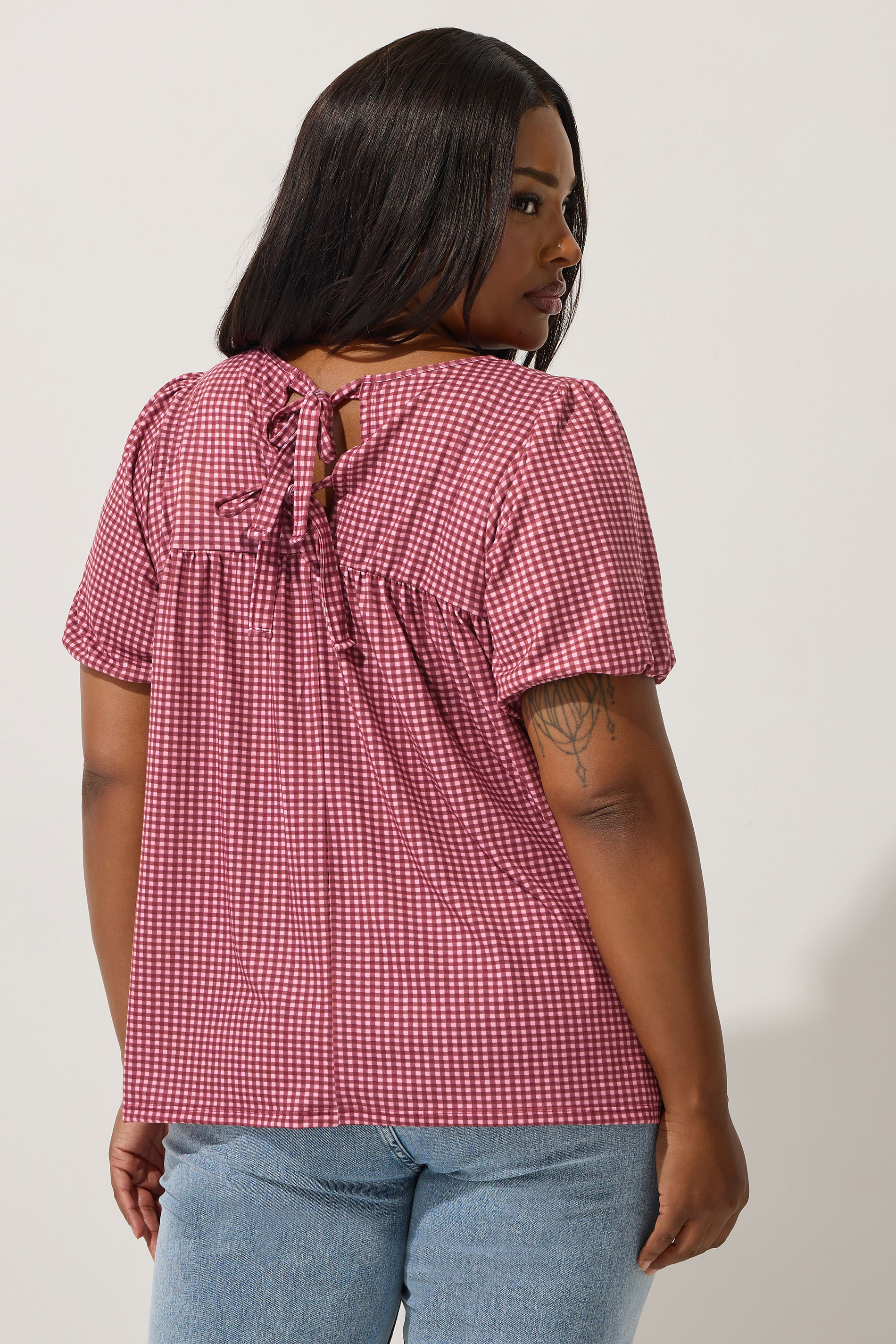 LIMITED COLLECTION Plus Size Red Gingham Tie Back Top | Yours Clothing 2