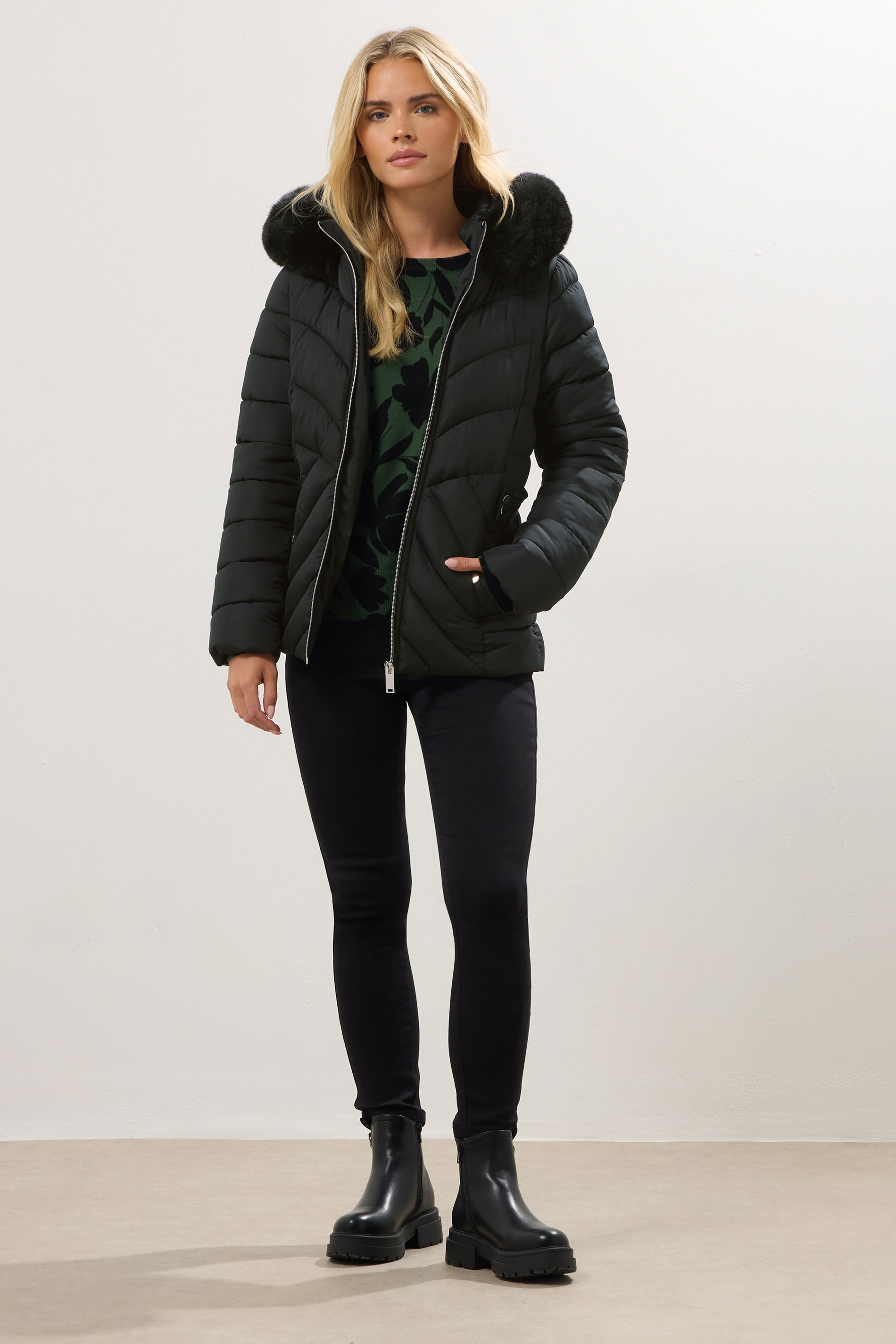 M&Co Petite Black Padded Puffer Jacket | M&Co 1