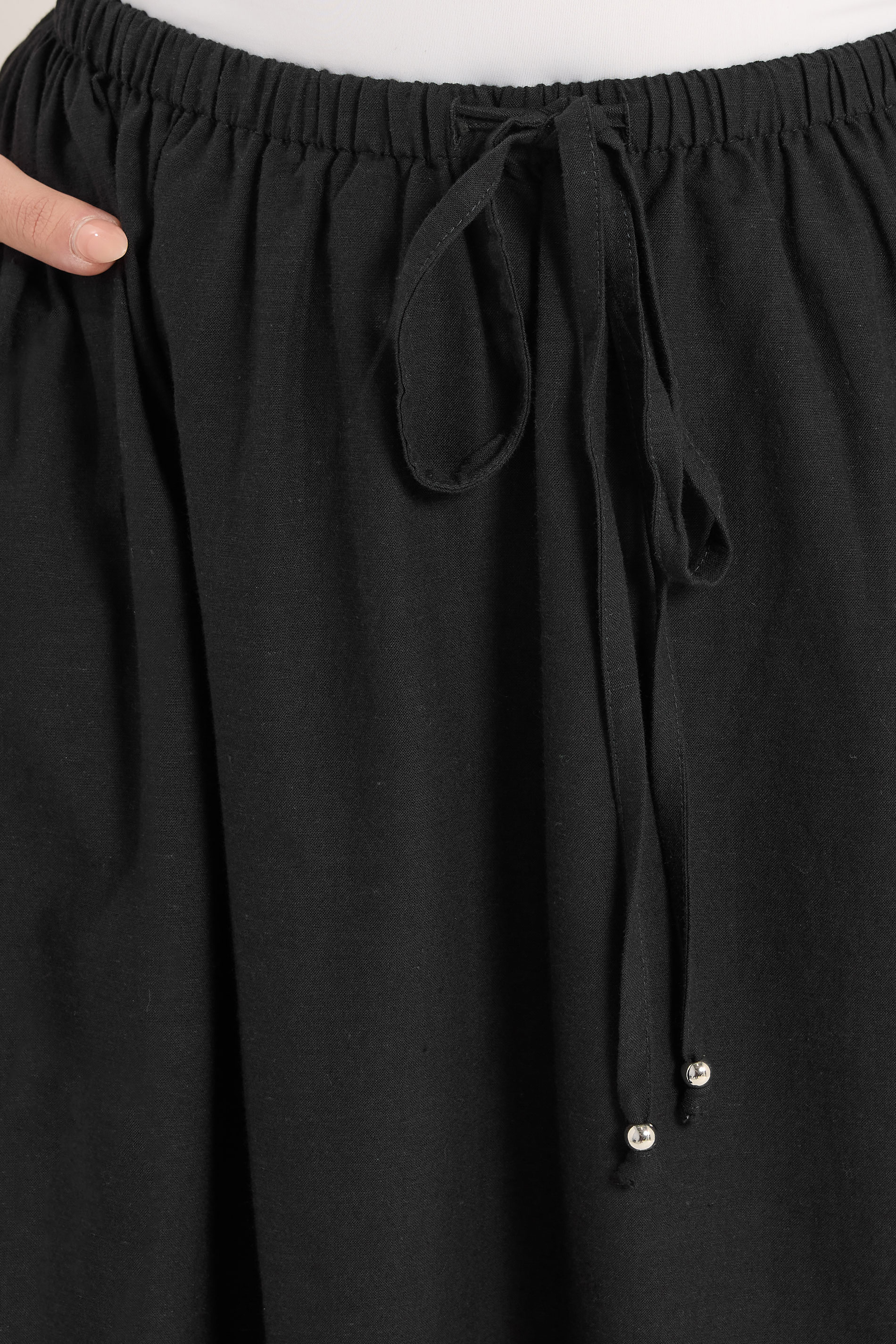 YOURS Plus Size Black Linen Maxi Skirt | Yours Clothing 4