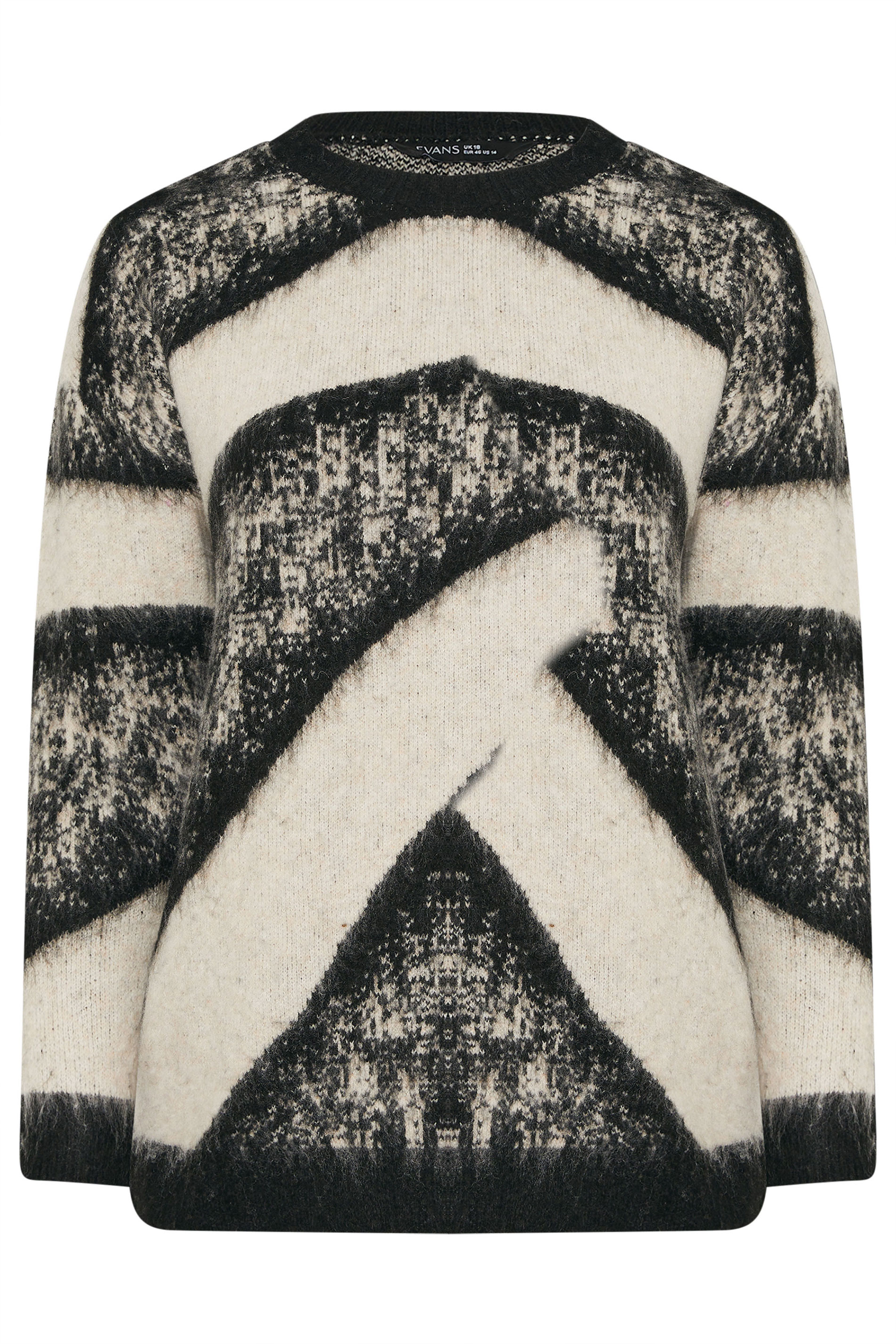 EVANS Plus Size Black Animal Print Fluffy Knitted Jumper | Evans 7