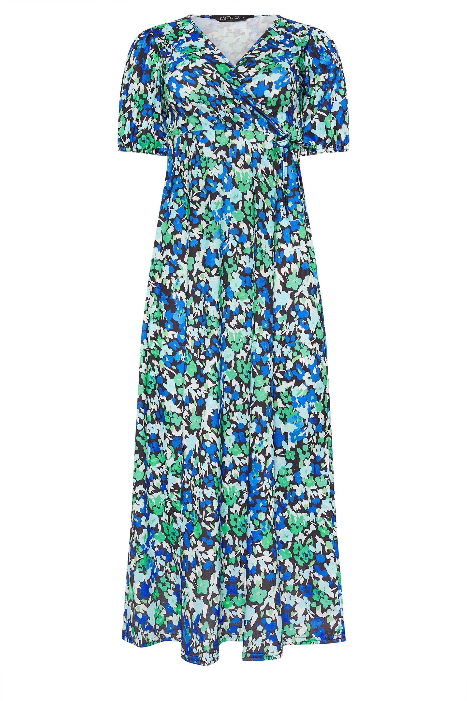 M&Co Petite Black & Blue Floral Print Maxi Dress | M&Co 1
