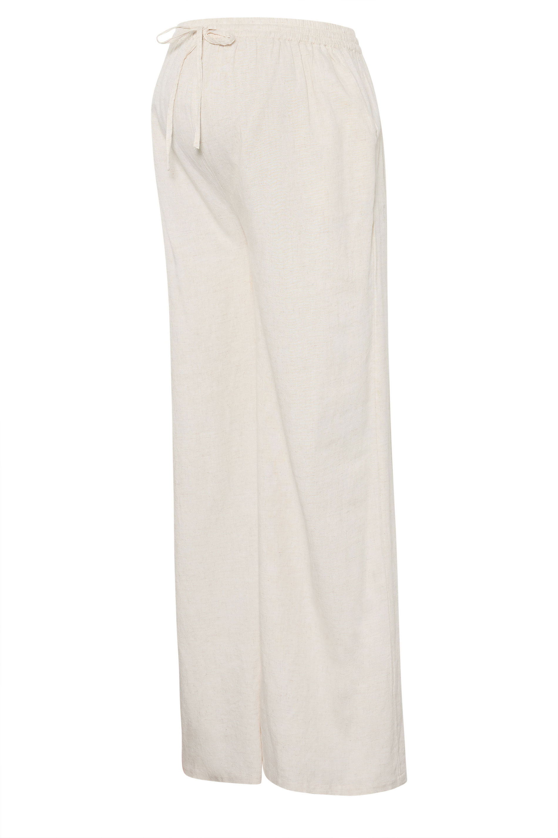 LTS Tall Women's Maternity Cream Wide Leg Linen Trousers | Long Tall Sally 5