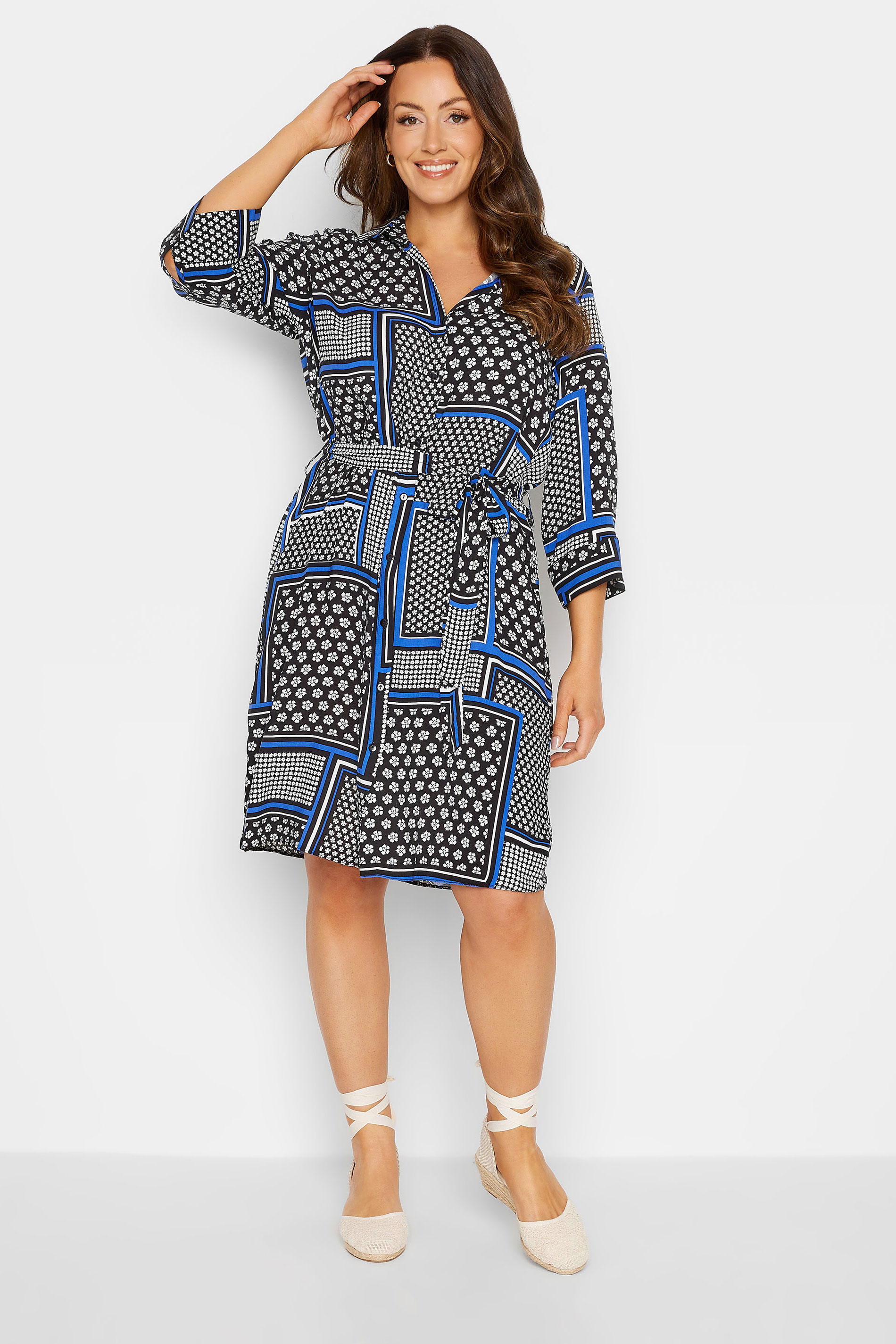 M&Co Black Patchwork Print Belted Tunic Shirt Dress | M&Co 2