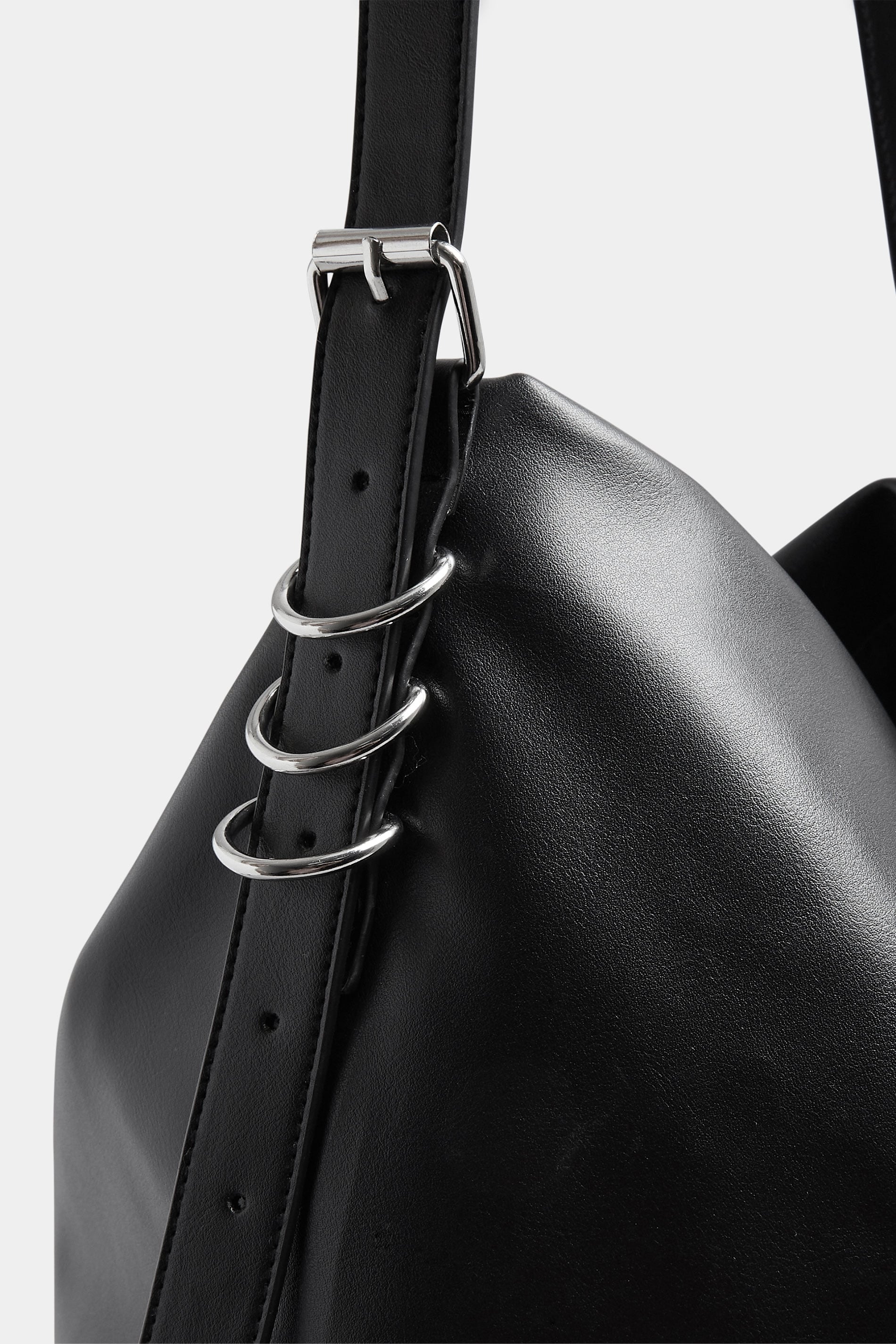 Black Faux Leather Slouched Shoulder Bag | Yours Clothing 6