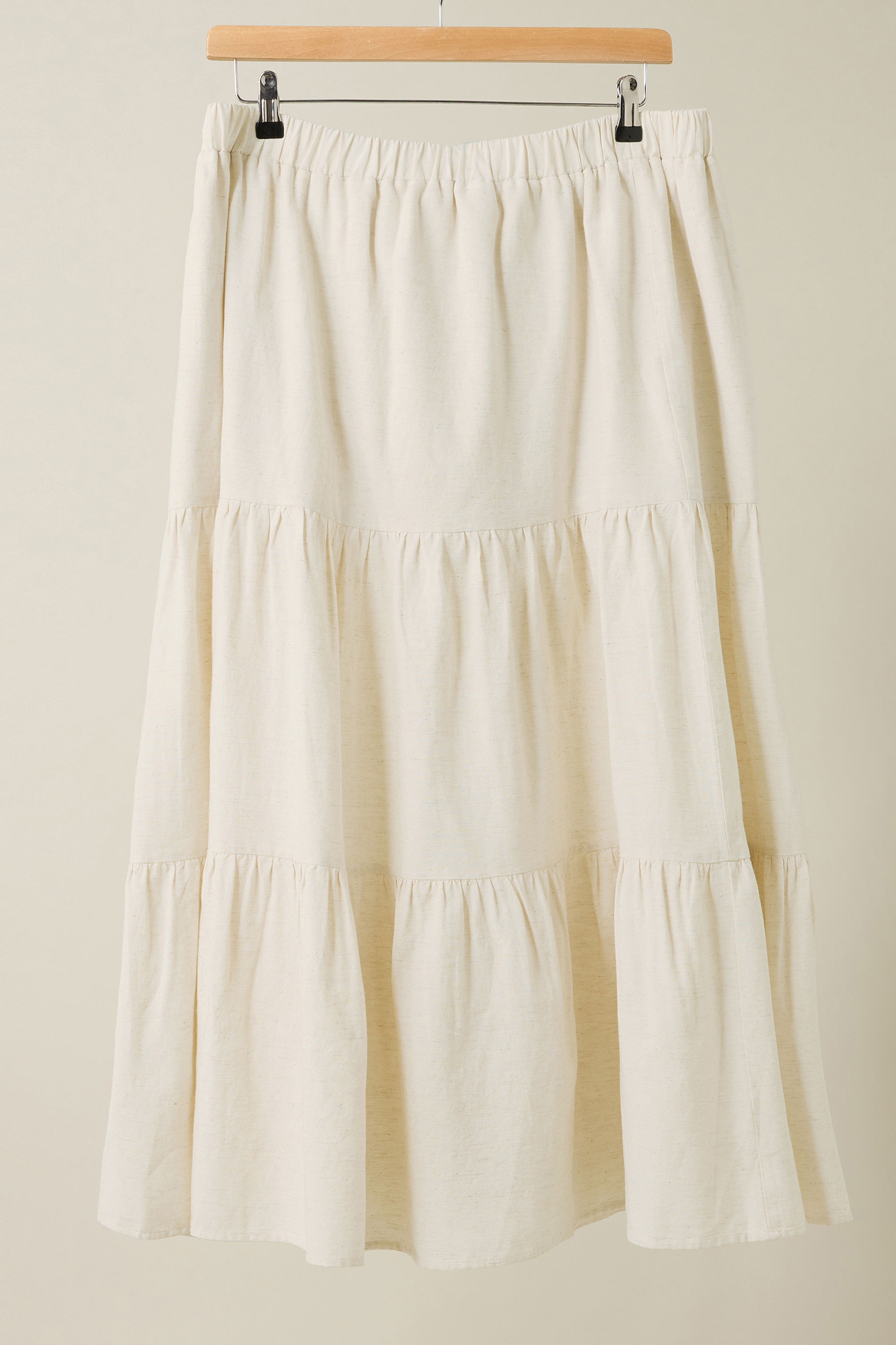 EVANS Plus Size Natural Brown Tiered Linen Maxi Skirt | Evans 6