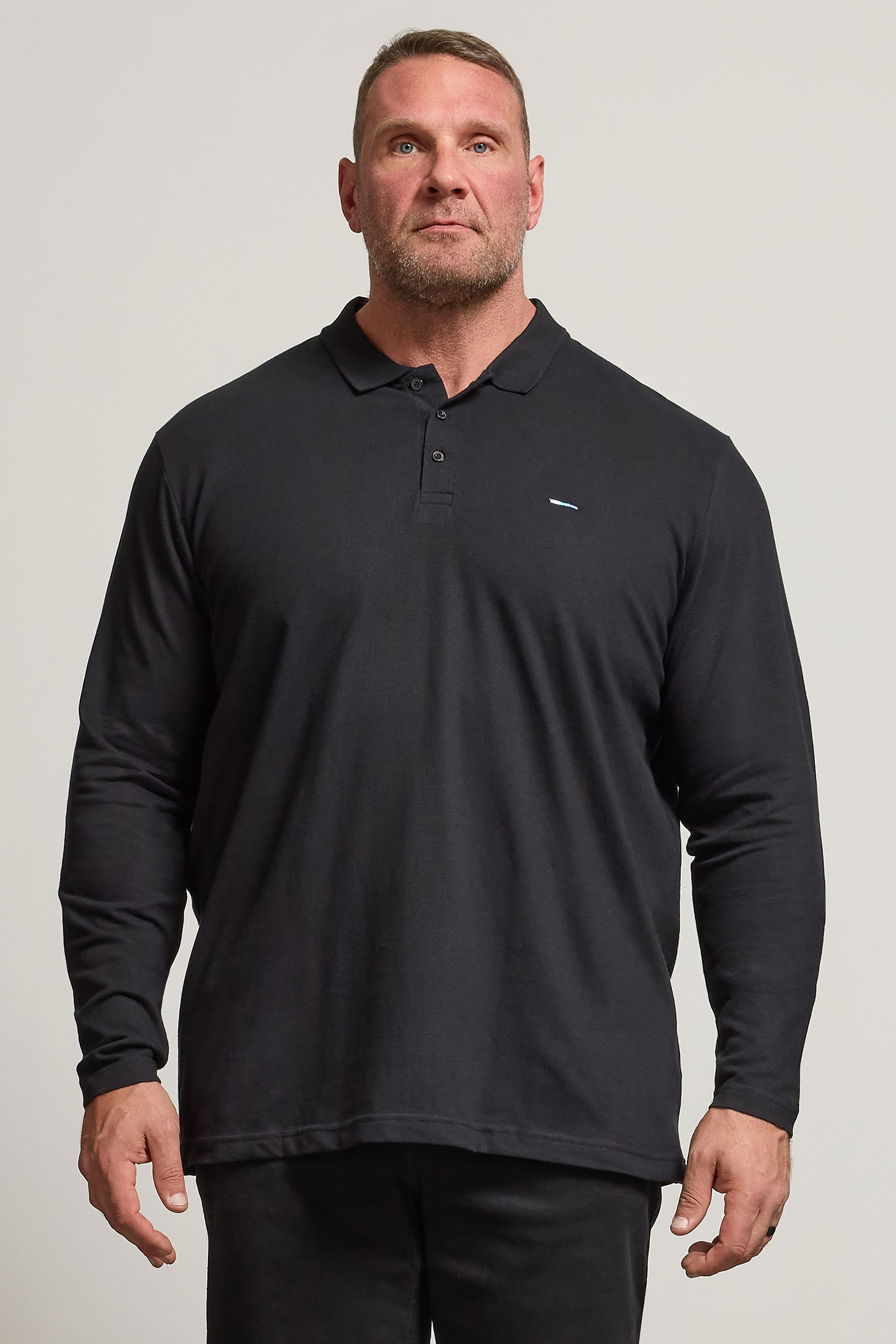 BadRhino Black Essential Long Sleeve Polo Shirt | BadRhino 3
