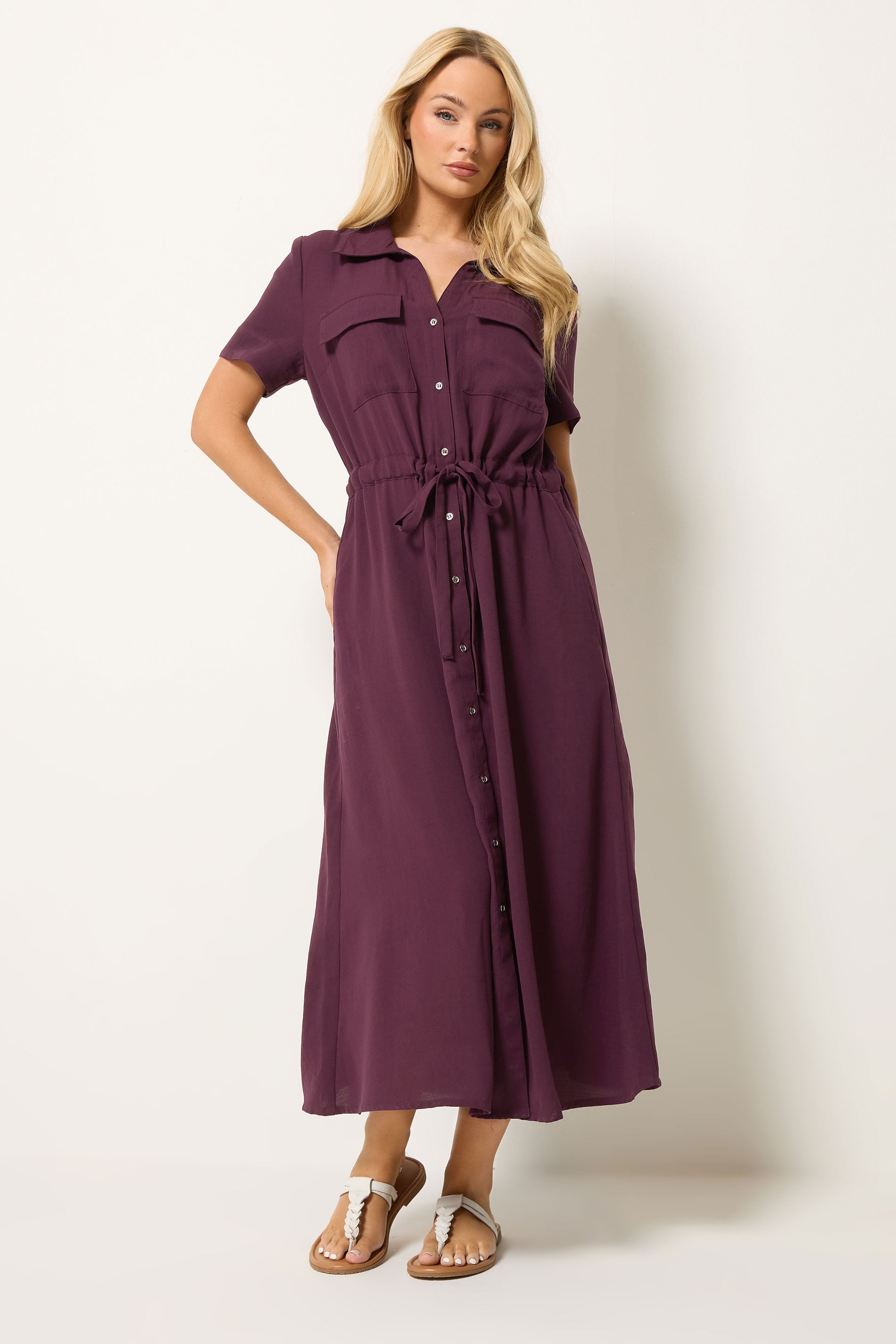 M&Co Berry Purple Utility Shirt Dress | M&Co 1