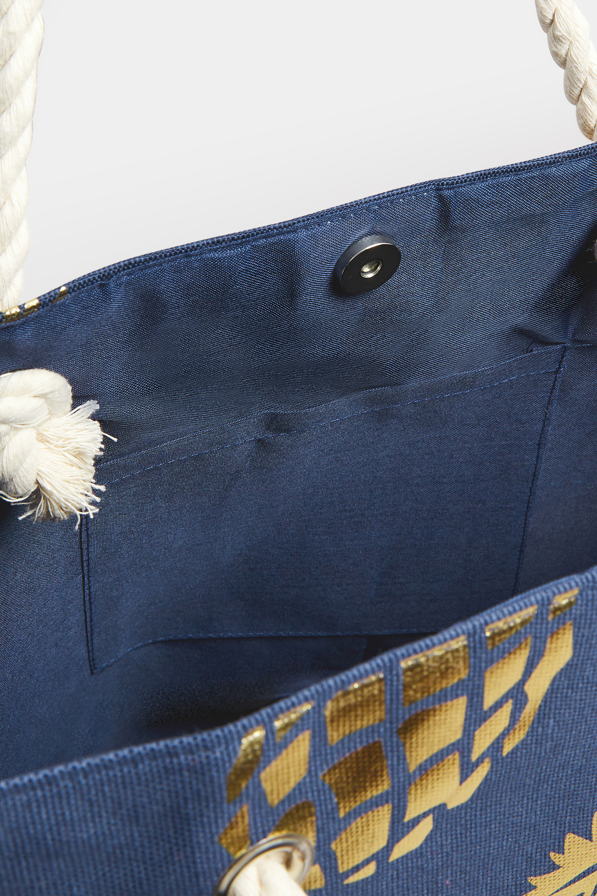 Navy Blue & Gold Pineapple Tote Bag | Yours Clothing 4