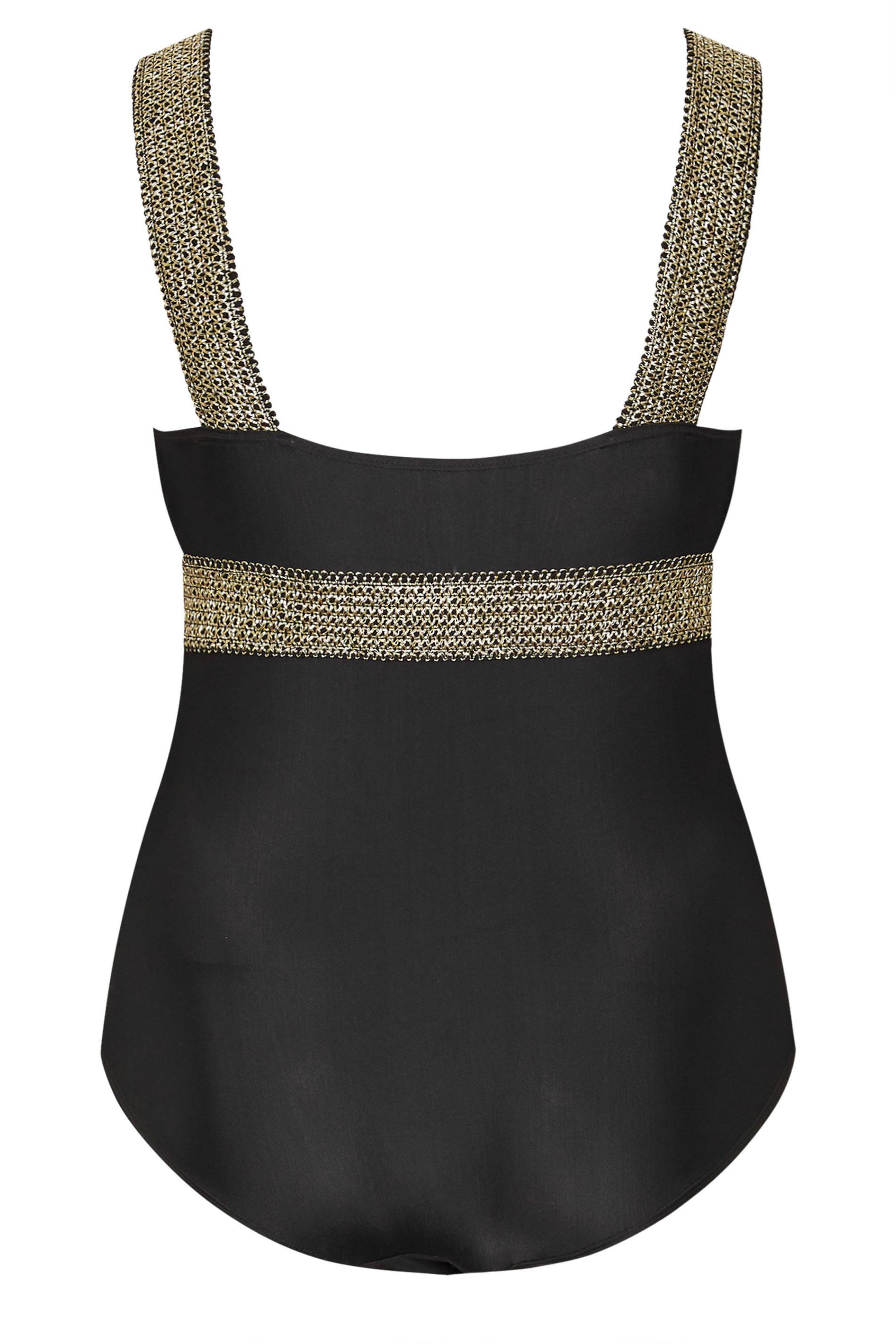 YOURS Plus Size Black Metallic Tummy Control Swimsuit | Yours Clothing 9