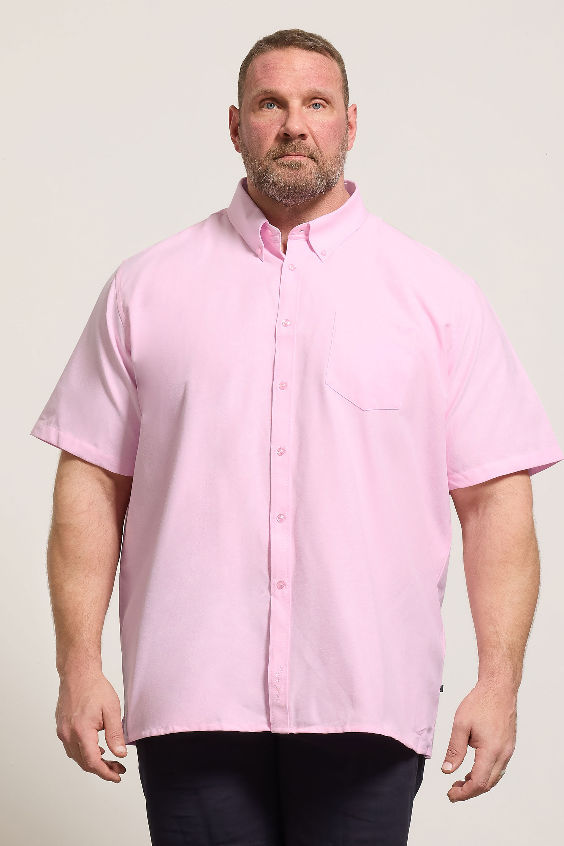 KAM Pink Oxford Short Sleeve Shirt | BadRhino 3