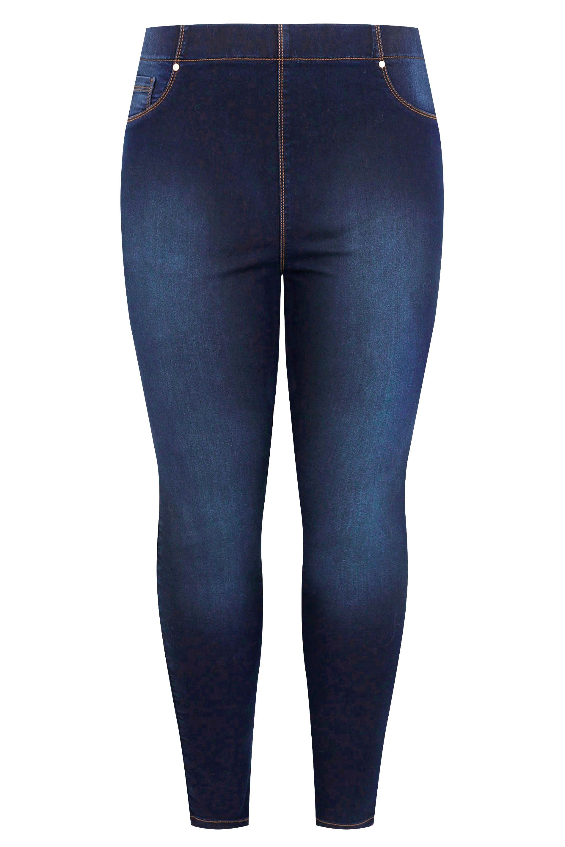 Plus Size Indigo Blue Pull On Bum Shaper LOLA Jeggings | Yours Clothing 6
