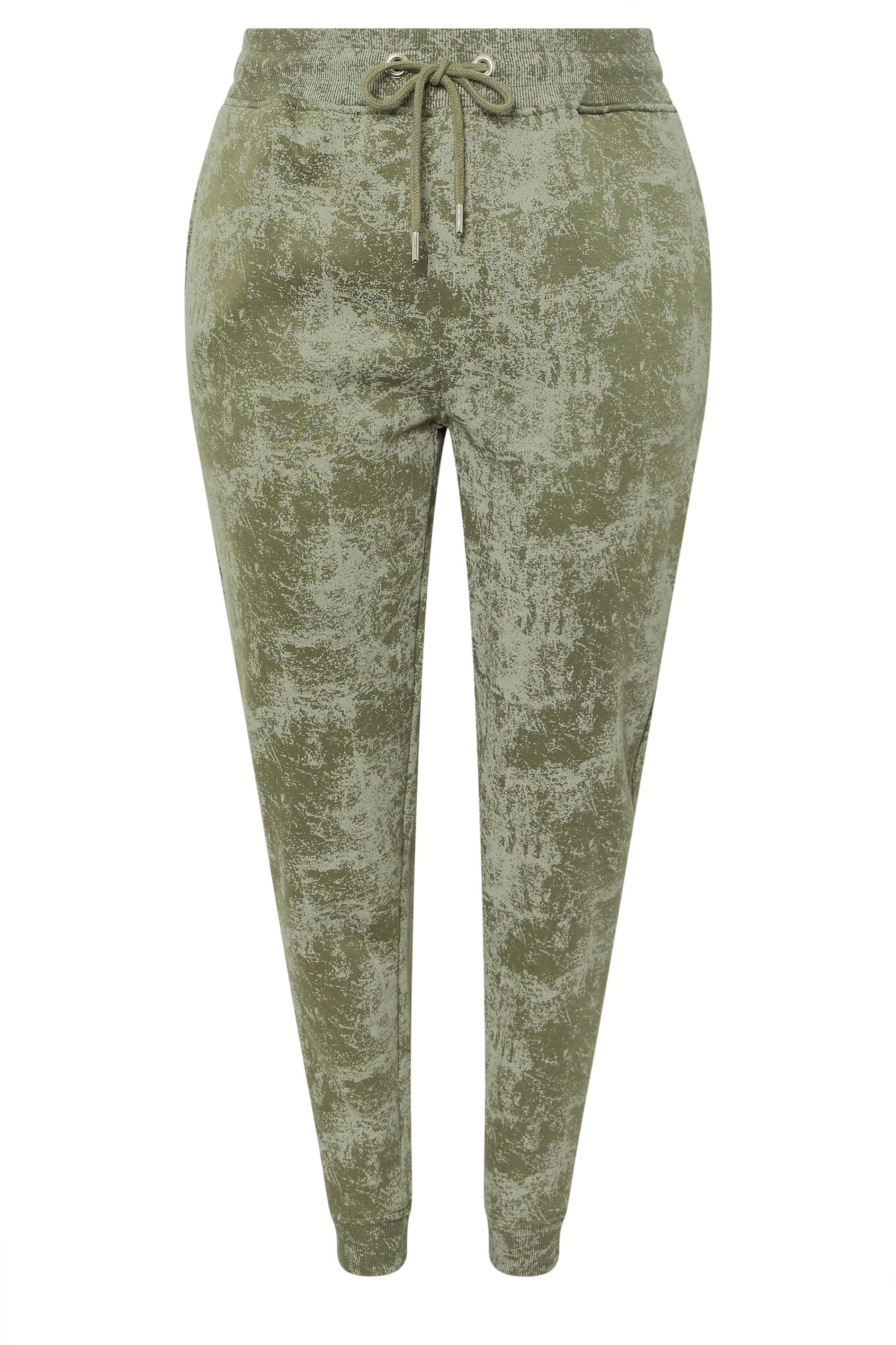 YOURS Plus Size Green Abstract Print Cuffed Joggers | Yours Clothing 5