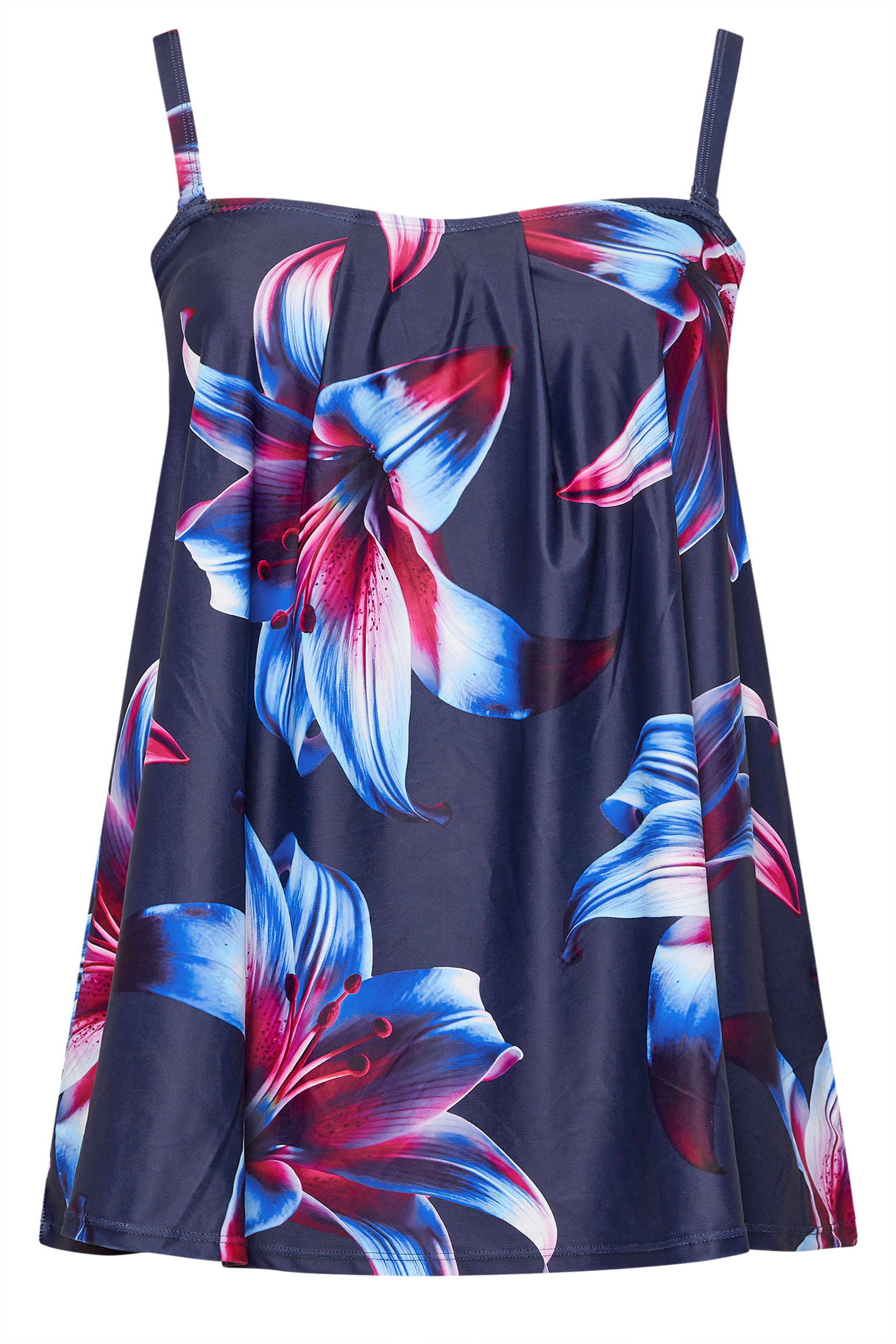 YOURS Plus Size Navy Blue Floral Print Tankini Top | Yours Clothing 9