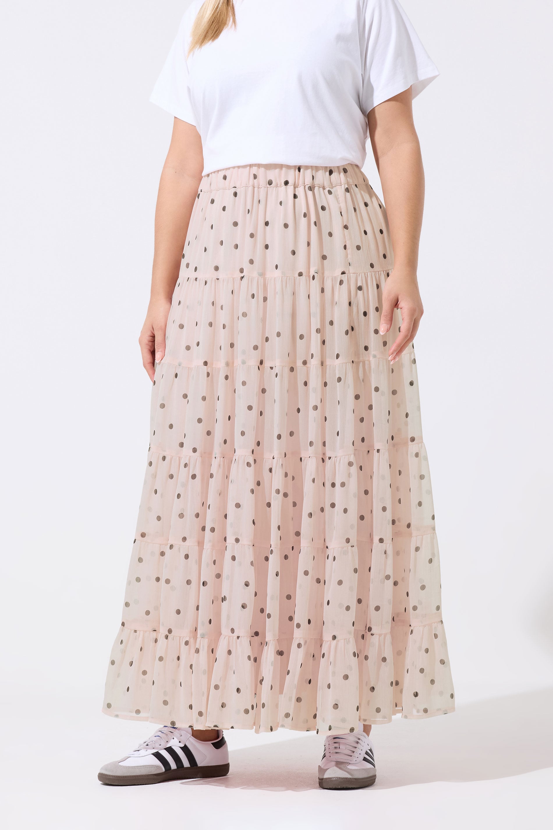 LIMITED COLLECTION Plus Size Pink Polka Dot Chiffon Skirt | Yours Clothing 2