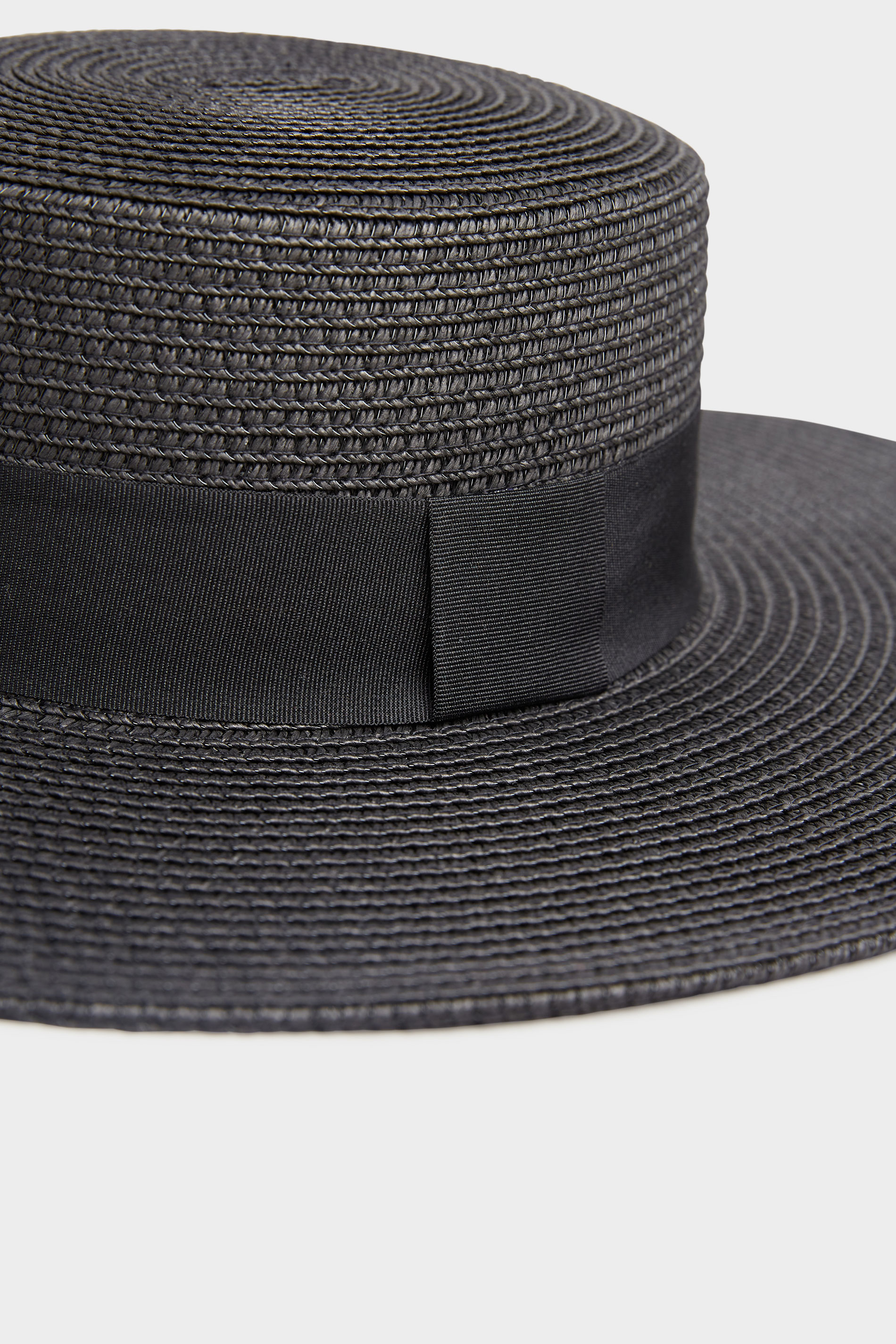 Black Straw Wide Brim Boater Hat | Yours Clothing 3