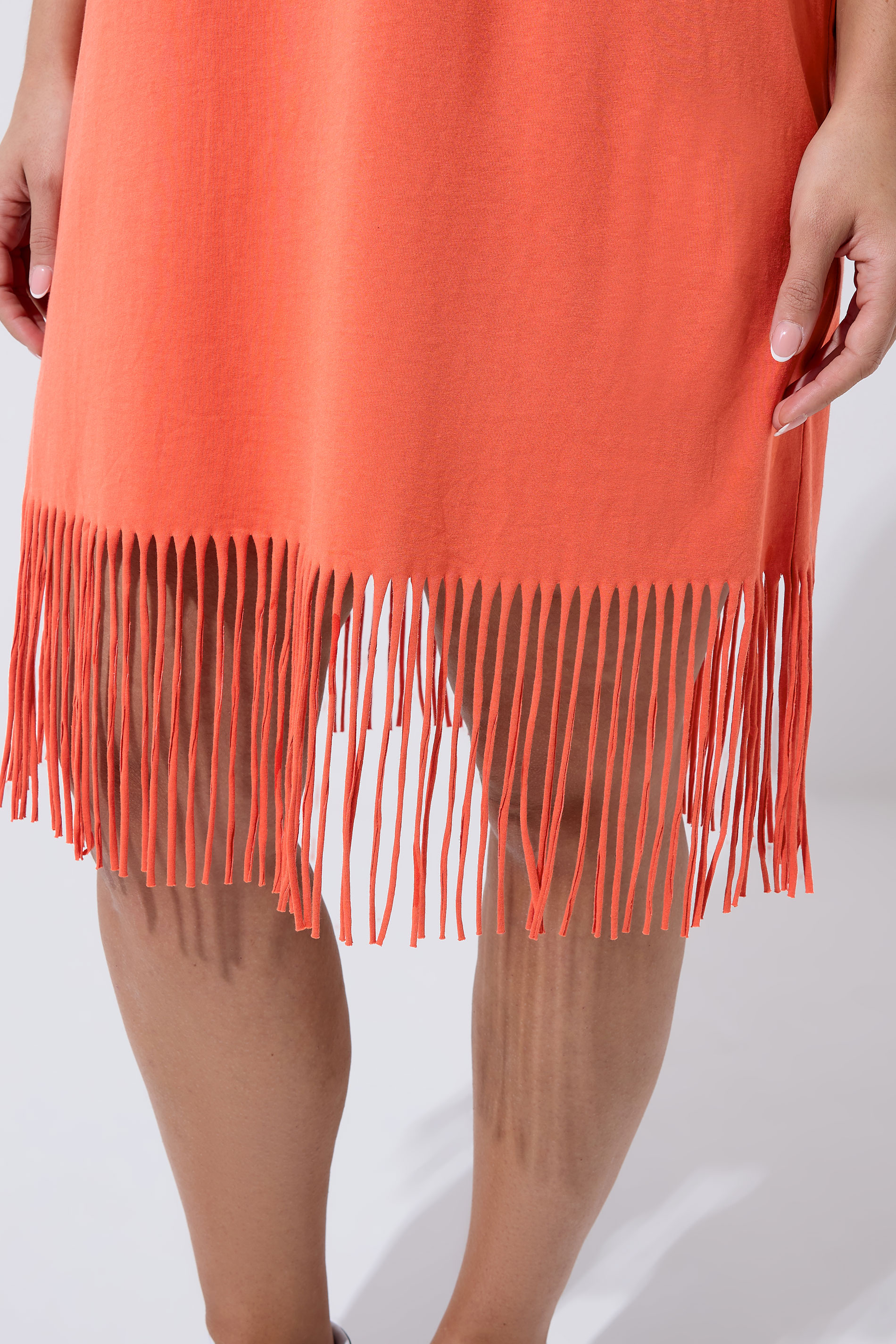 LIMITED COLLECTION Plus Size Orange Tassel Beach Dress | Yours Clothing 4