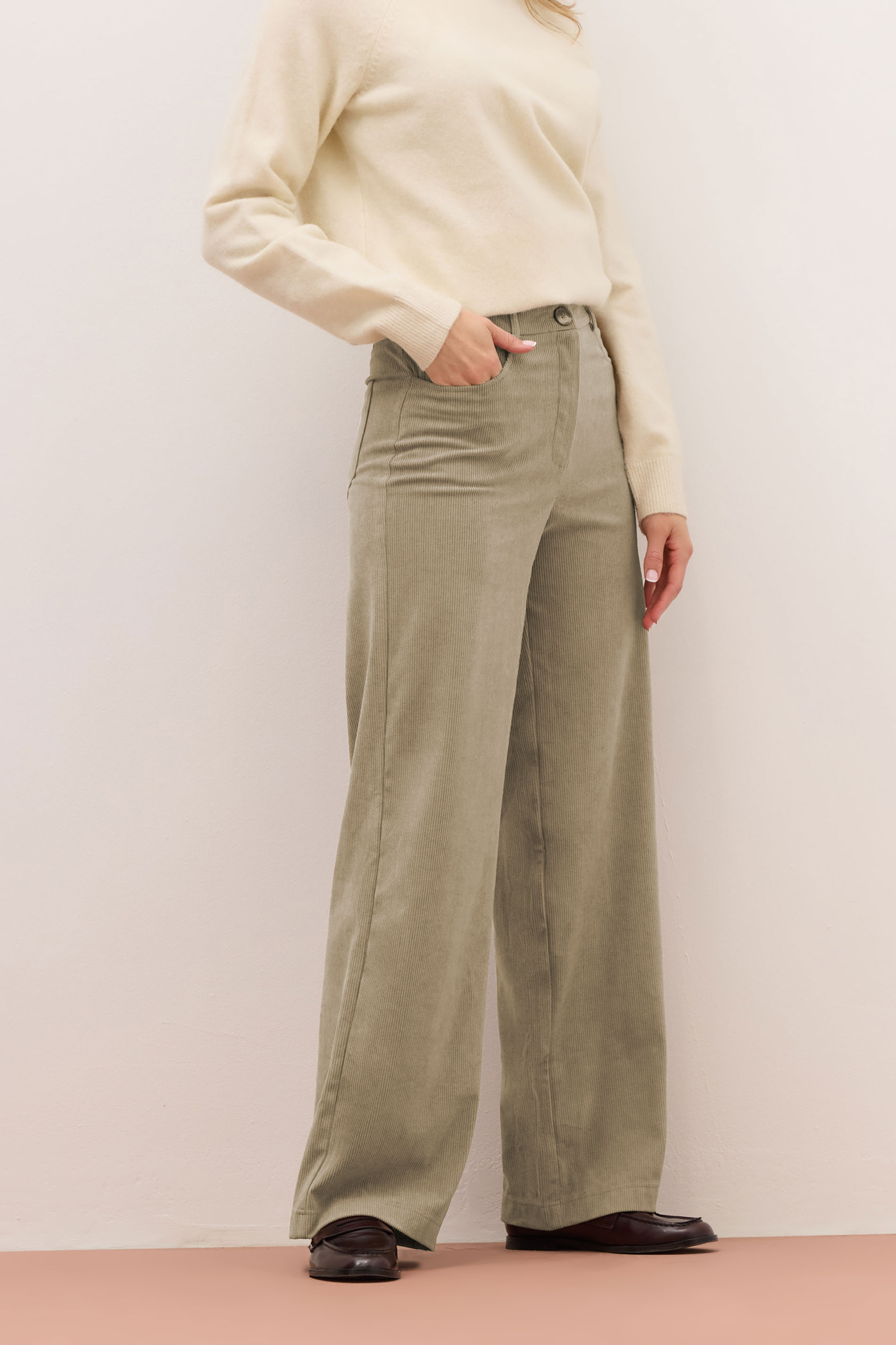 LTS PREMIUM Tall Stone Brown Cord Wide Leg Jeans | Long Tall Sally 1