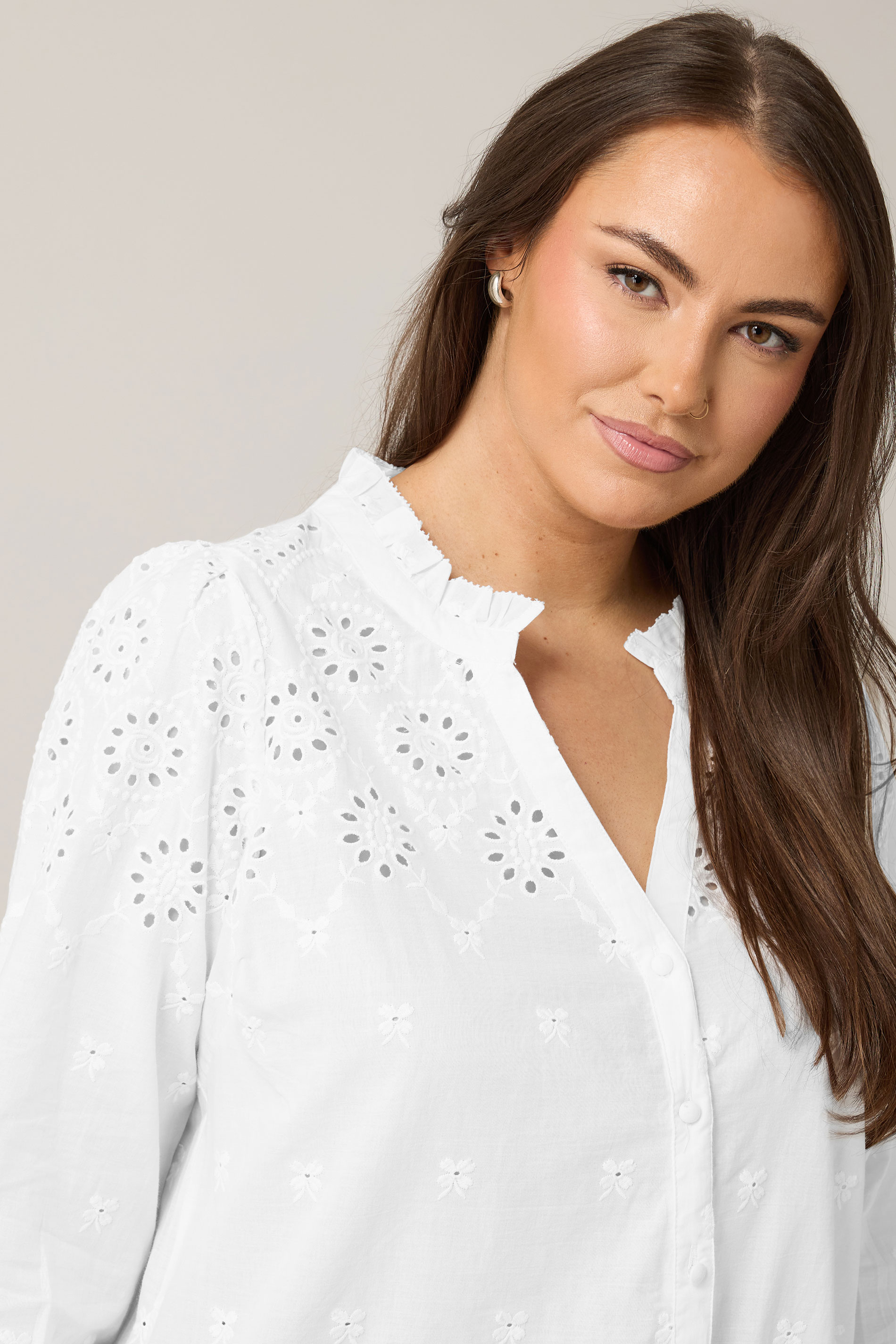 EVANS Plus Size White Broderie Cotton Blouse | Evans 4