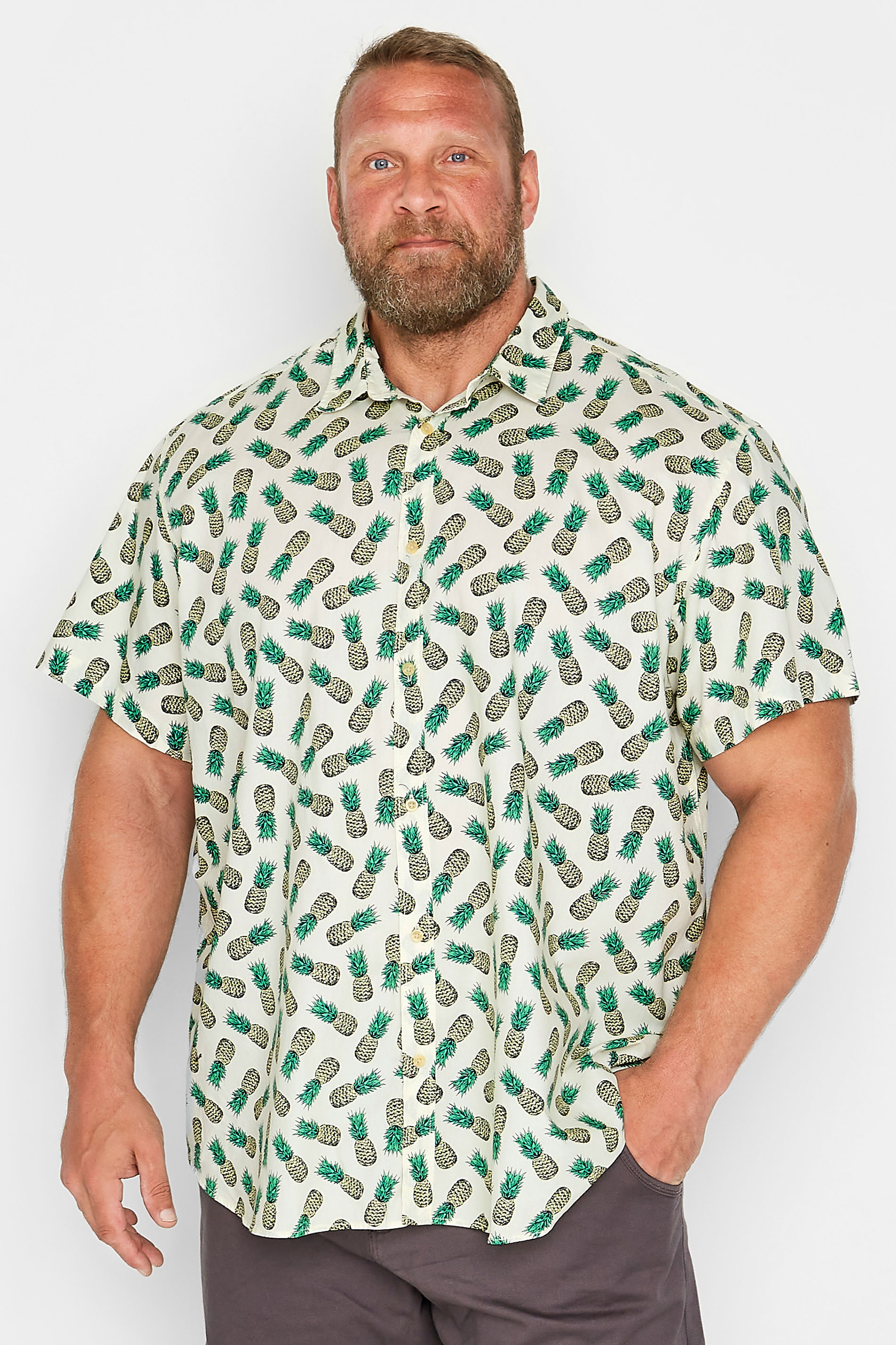 JACK & JONES Big & Tall White Pineapple Print Short Sleeve Shirt 2